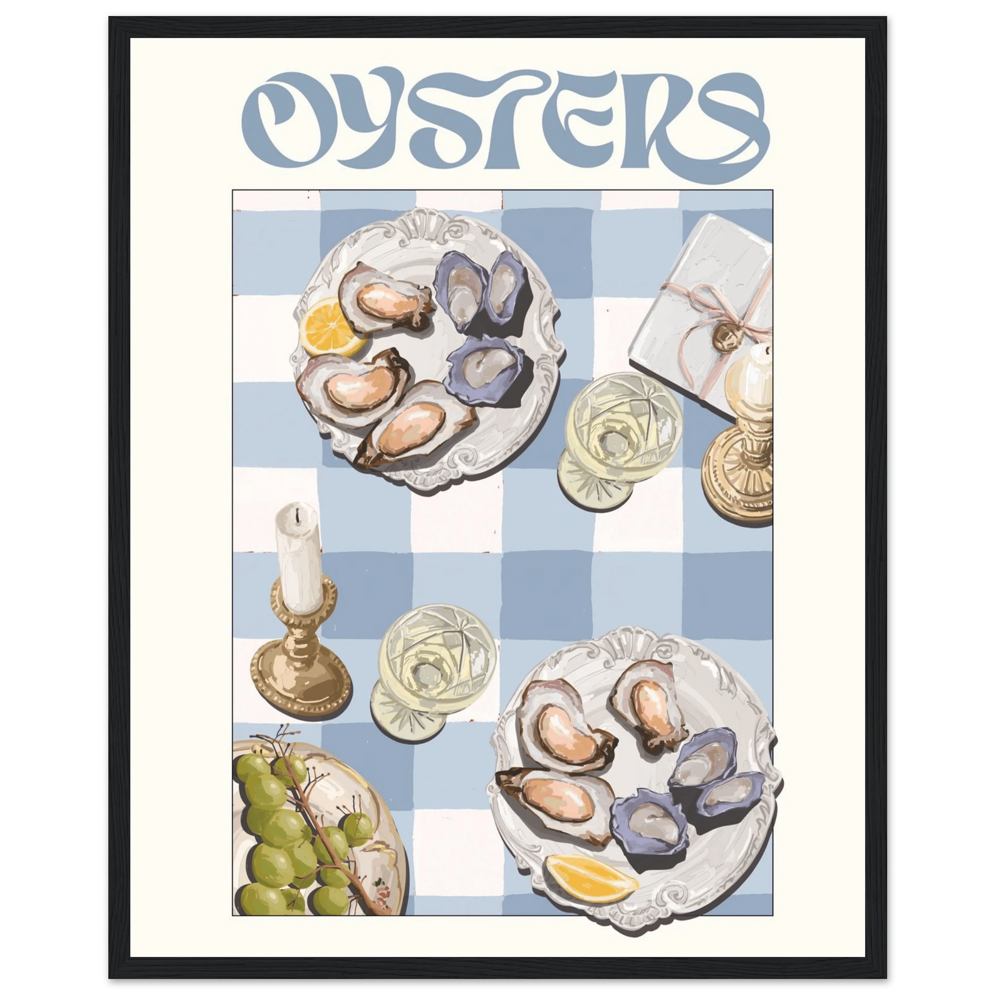 Oysters Poster – Playful Seafood Kitchen Wall Art Print (Digital & Printed Options) - Evergreen Posters