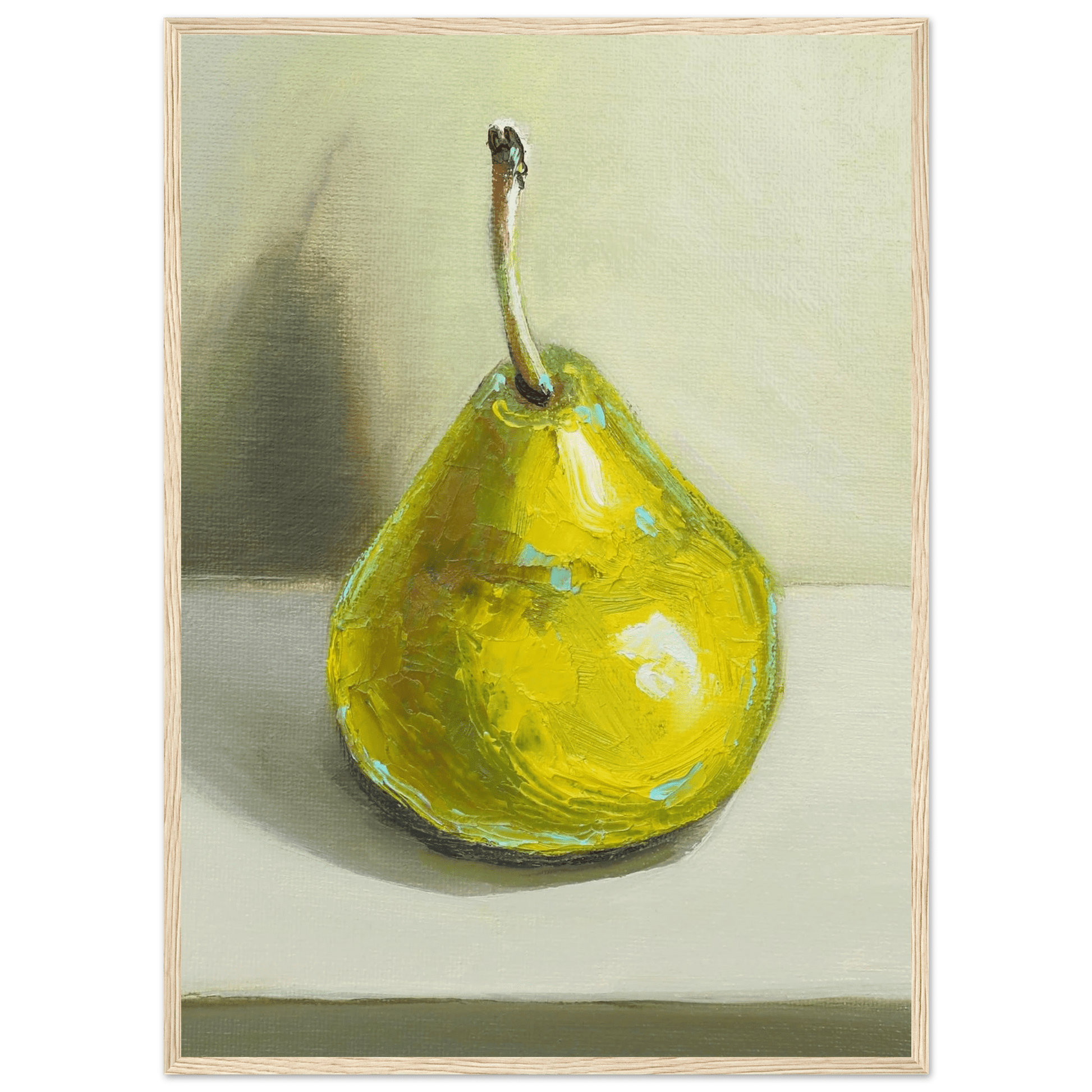 Pear Print | Green Pear Oil Painting Wall Art | Kitchen Poster - Evergreen Posters