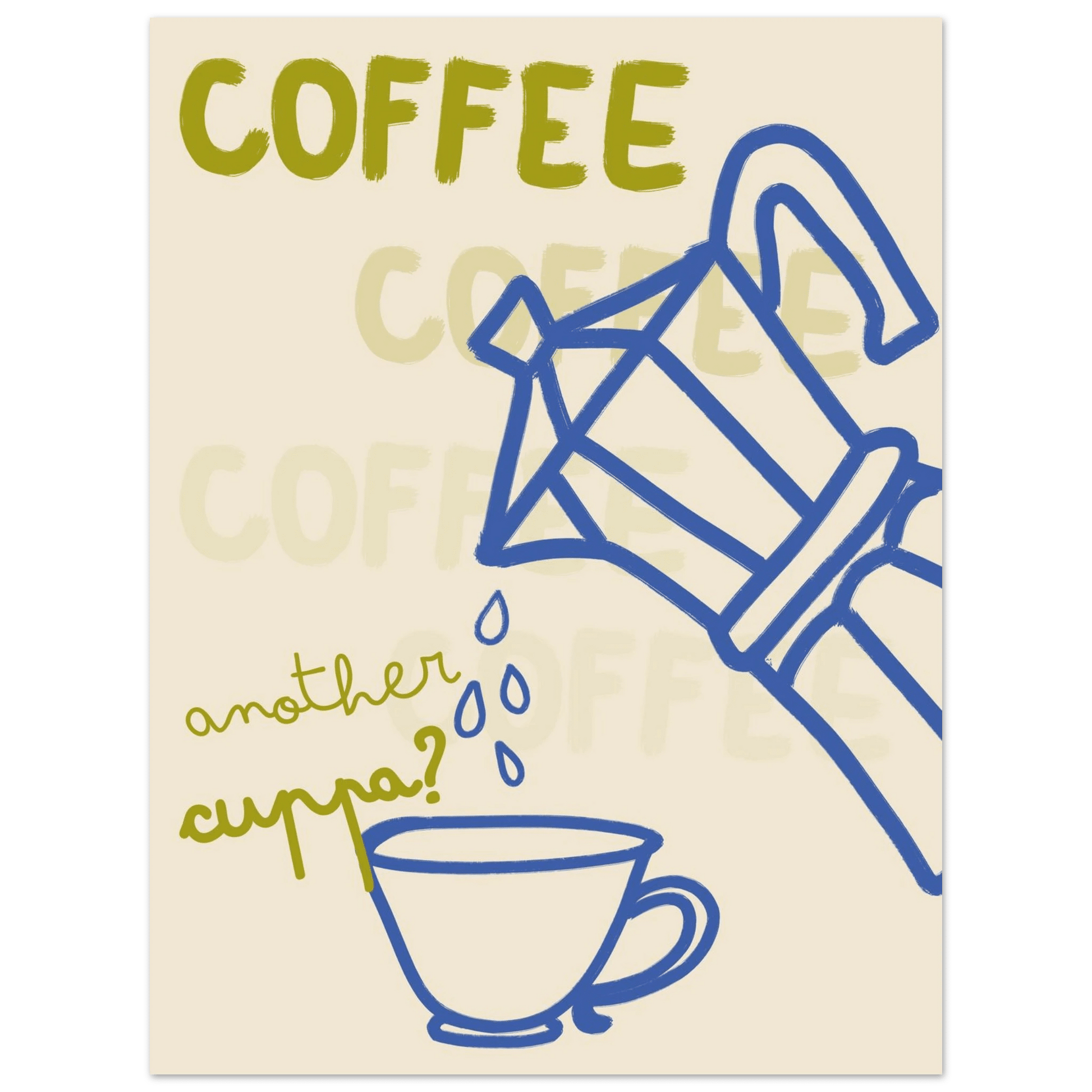 Coffee Print | Another Cuppa Moka Pot Wall Art | Kitchen Coffee Poster - Evergreen Posters