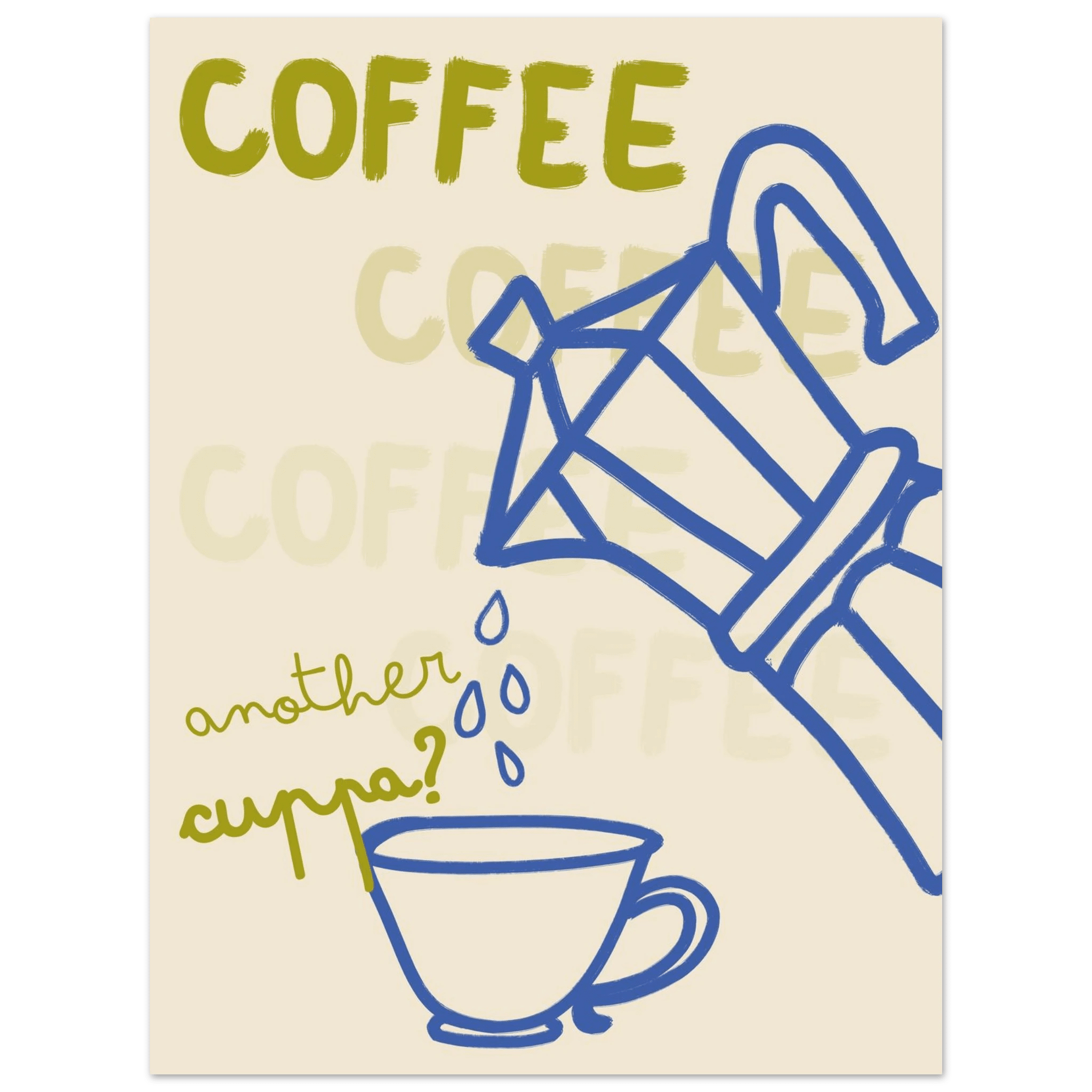 Coffee Print | Another Cuppa Moka Pot Wall Art | Kitchen Coffee Poster - Evergreen Posters
