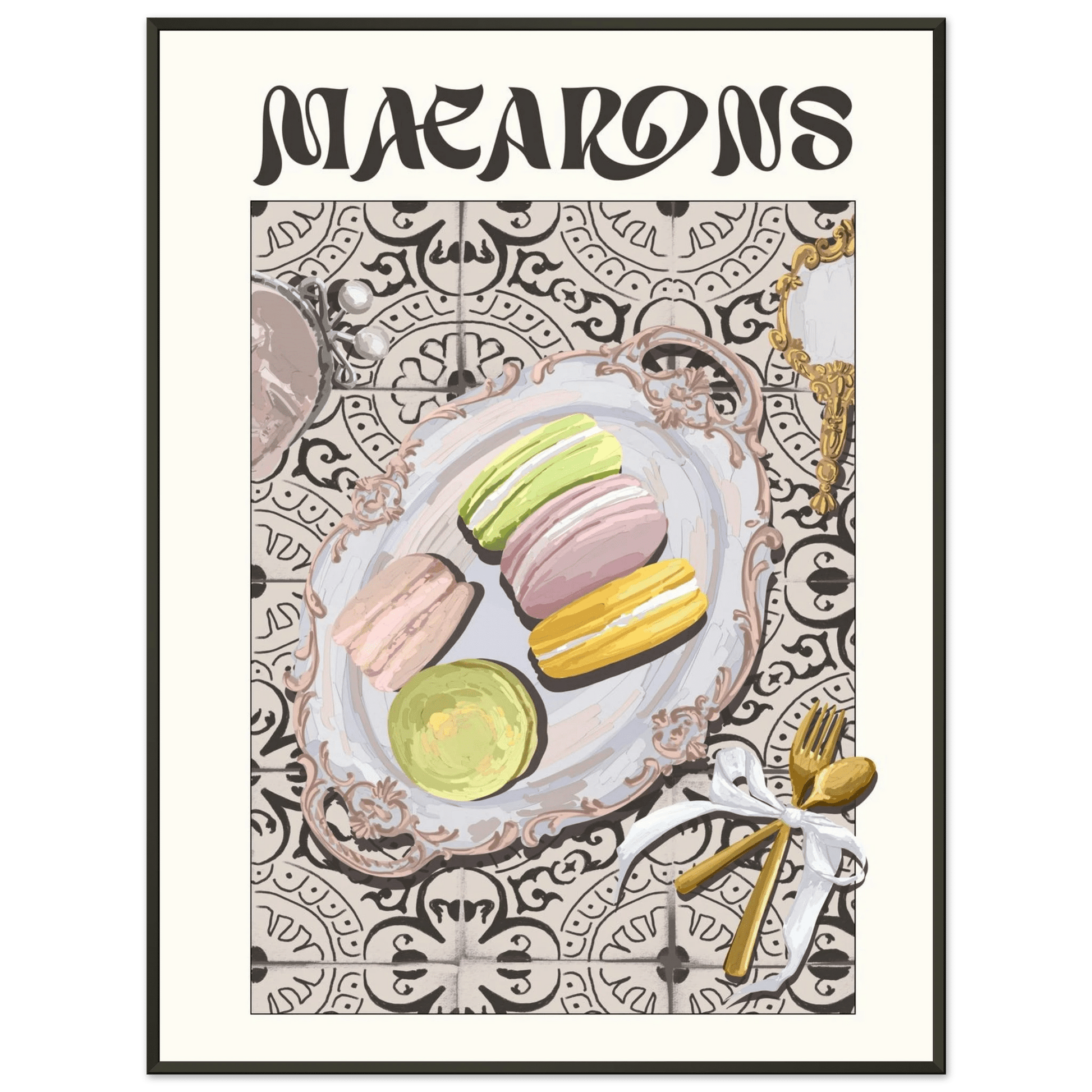 Macarons Poster – Playful French Patisserie Kitchen Wall Art Print (Digital & Printed Options) - Evergreen Posters