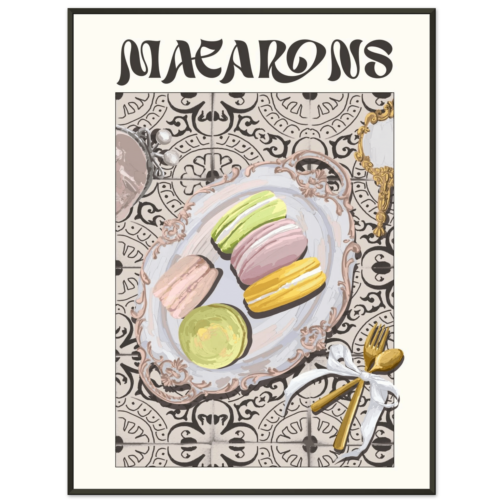 Macarons Poster – Playful French Patisserie Kitchen Wall Art Print (Digital & Printed Options) - Evergreen Posters