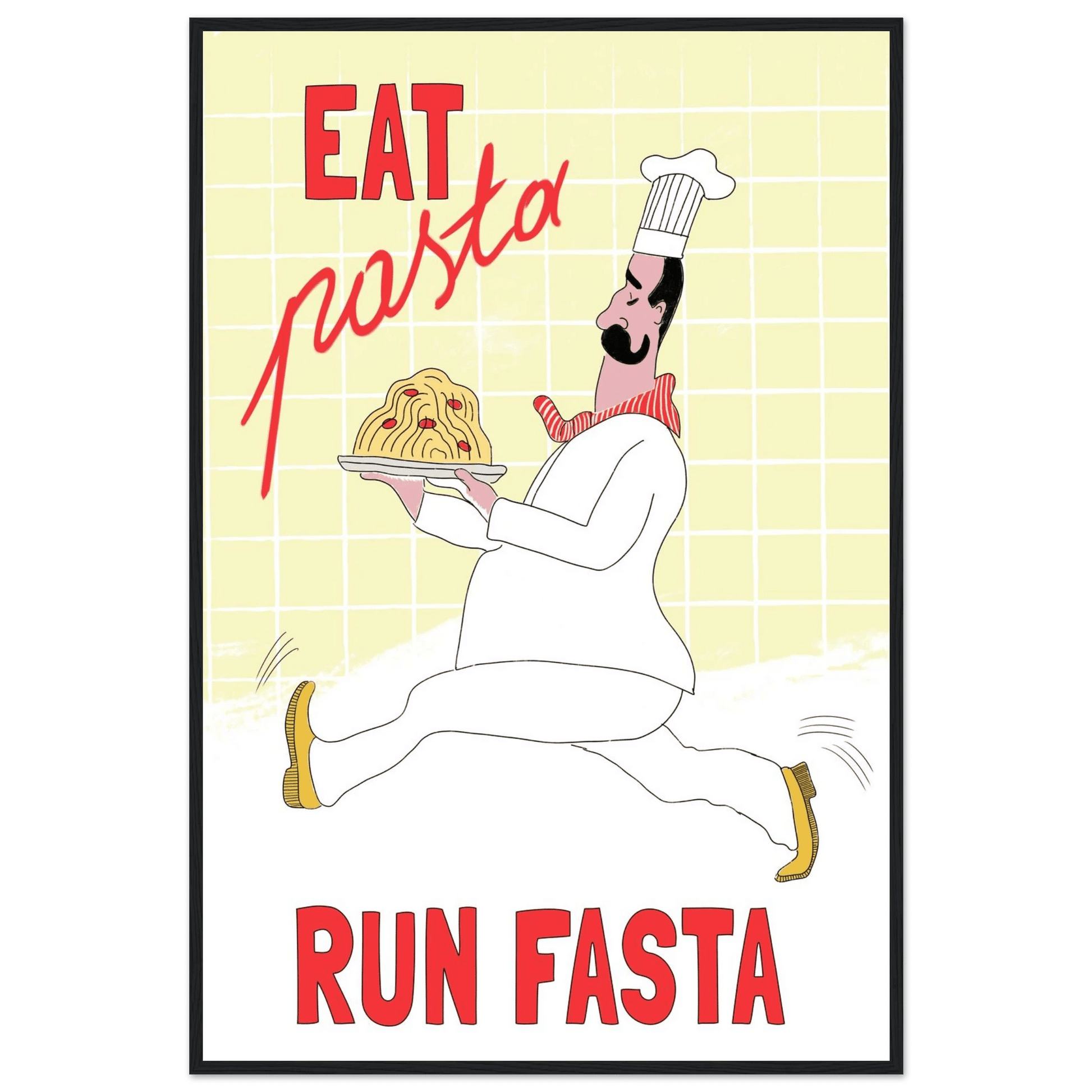 Eat Pasta Run Fasta Poster – Playful Kitchen Wall Art Print (Digital & Printed Options) - Evergreen Posters
