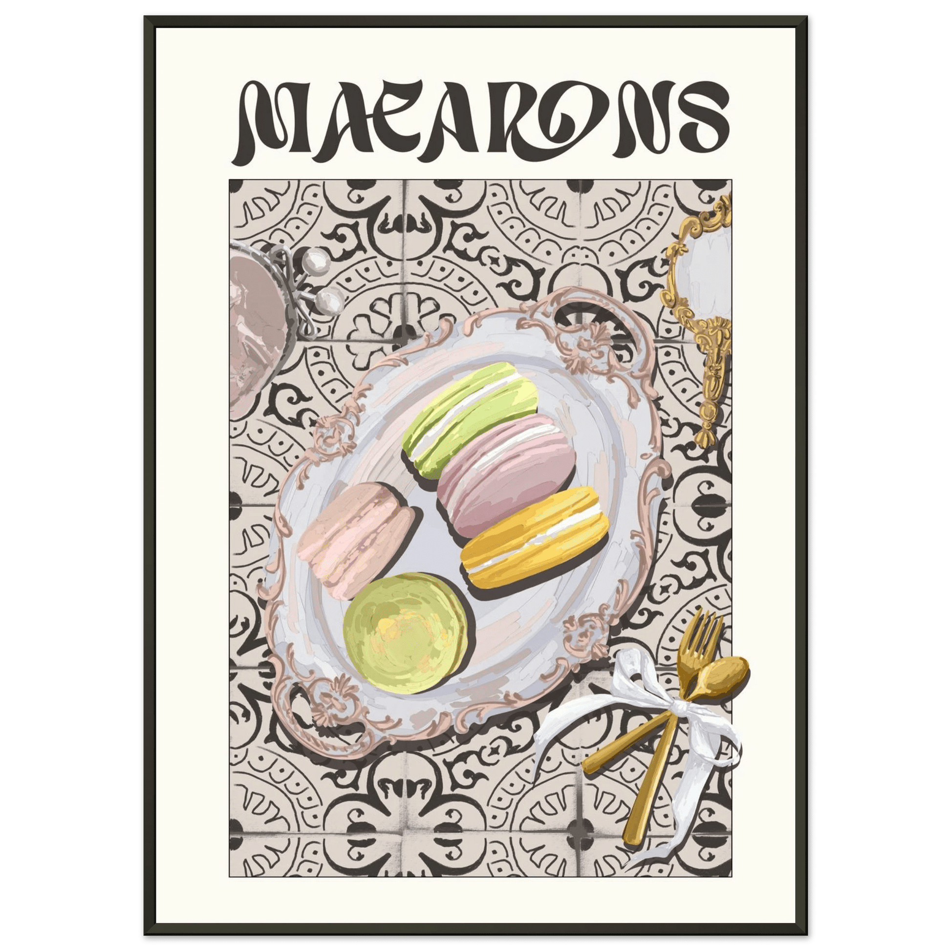 Macarons Poster – Playful French Patisserie Kitchen Wall Art Print (Digital & Printed Options) - Evergreen Posters