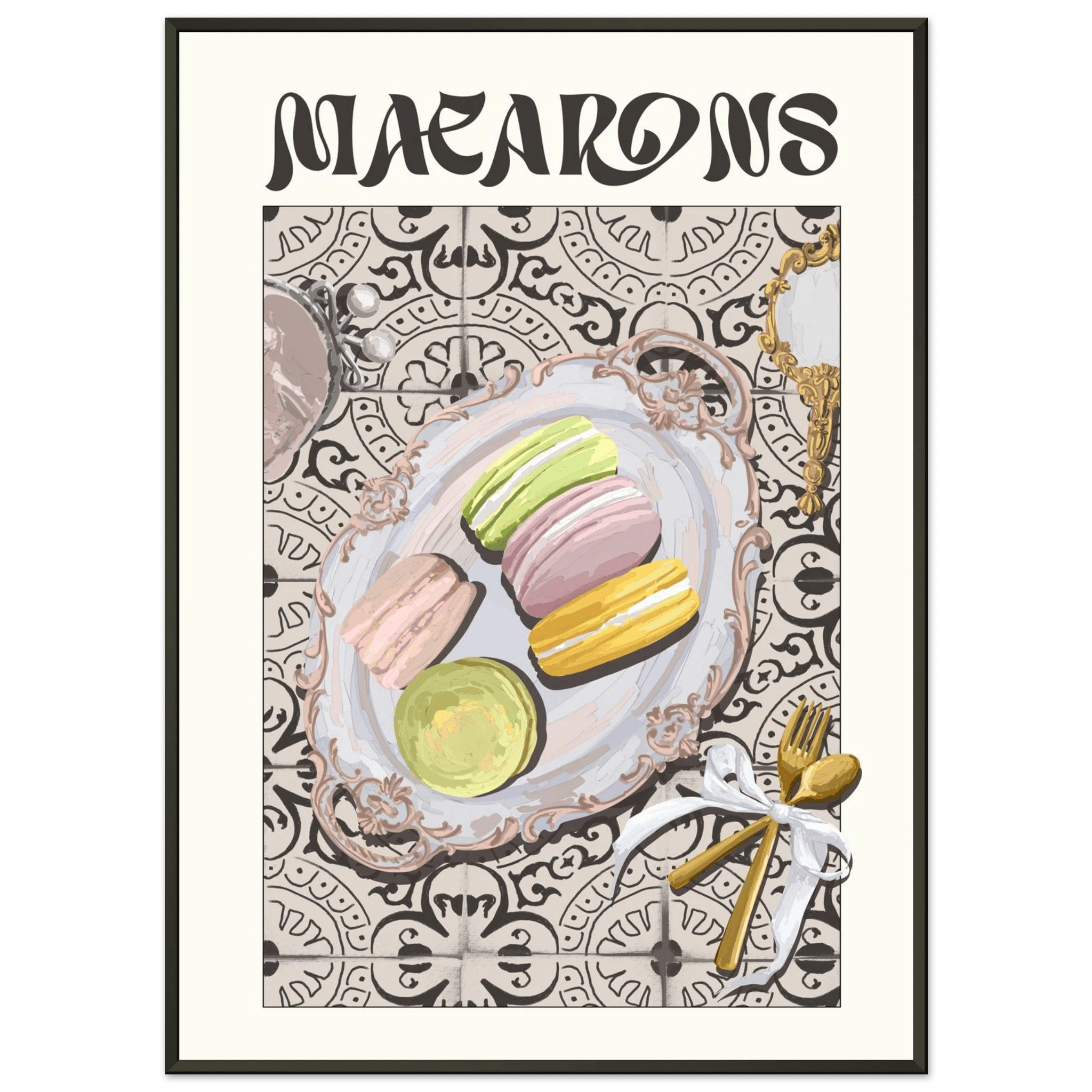 Macarons Poster – Playful French Patisserie Kitchen Wall Art Print (Digital & Printed Options) - Evergreen Posters
