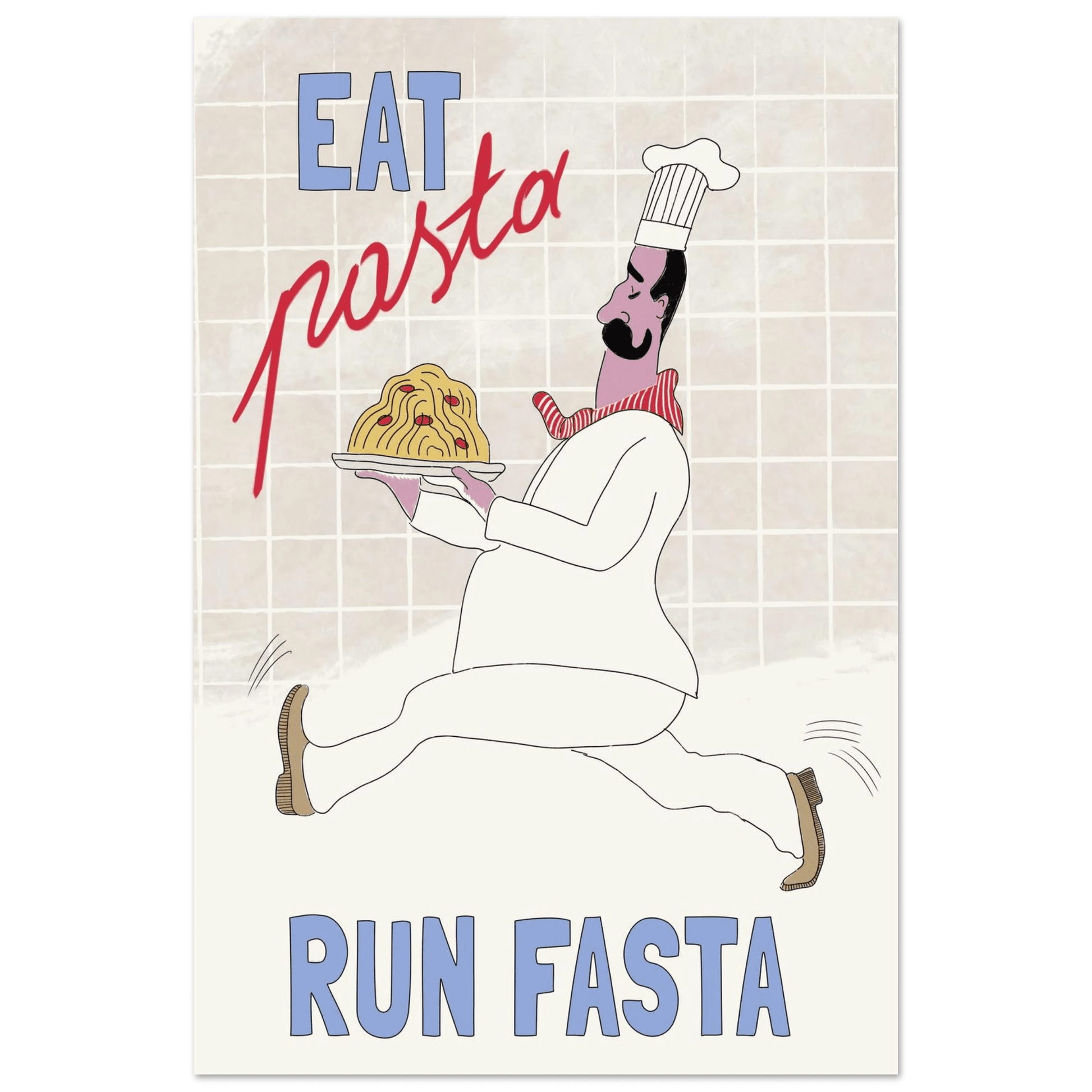Eat Pasta Run Fasta Poster – Fun Kitchen Wall Art Print (Digital & Printed Options) - Evergreen Posters