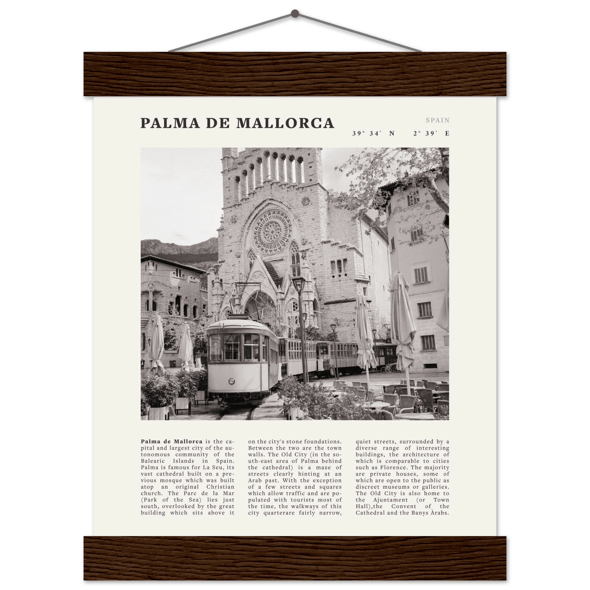 Palma de Mallorca Poster | Black & White Spain Wall Art | Travel Print | Mediterranean Decor - Evergreen Posters