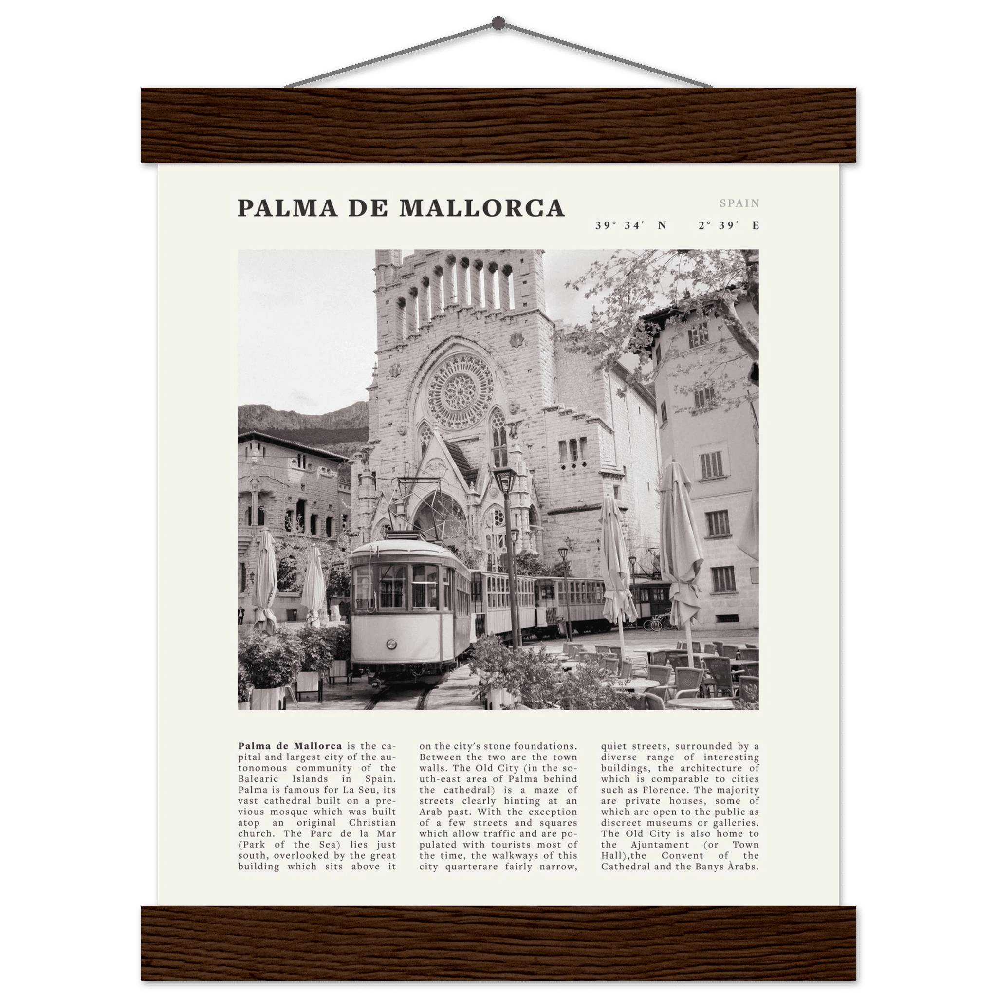 Palma de Mallorca Poster | Black & White Spain Wall Art | Travel Print | Mediterranean Decor - Evergreen Posters