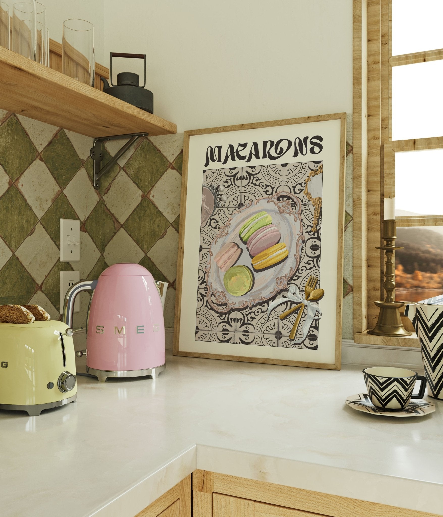 Macarons Poster – Playful French Patisserie Kitchen Wall Art Print (Digital & Printed Options) - Evergreen Posters