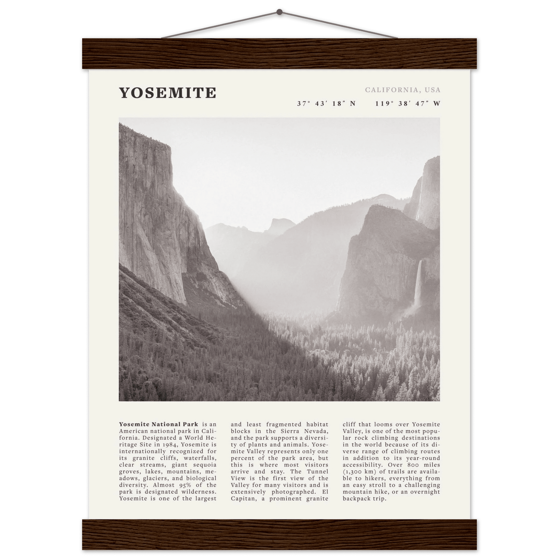 Yosemite Poster | Black & White National Park Wall Art | California Nature Print - Evergreen Posters