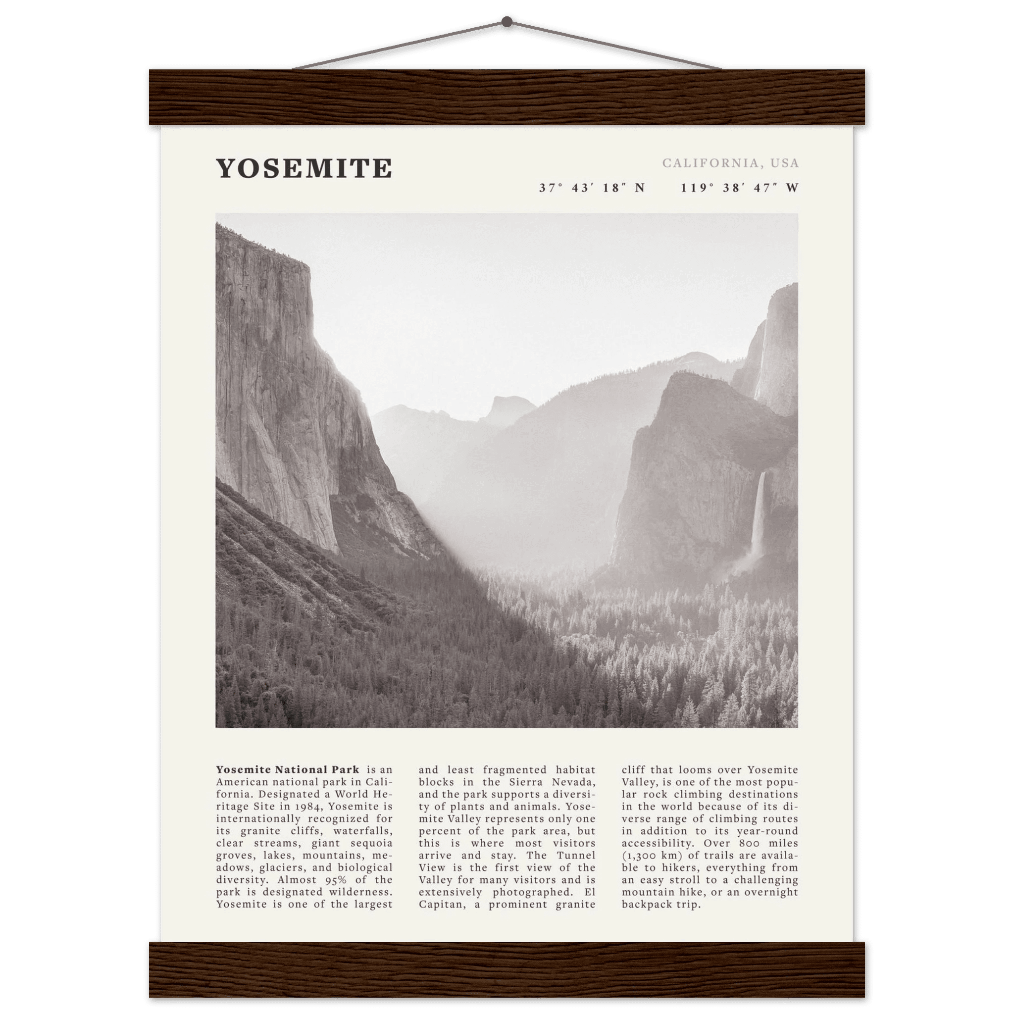 Yosemite Poster | Black & White National Park Wall Art | California Nature Print - Evergreen Posters