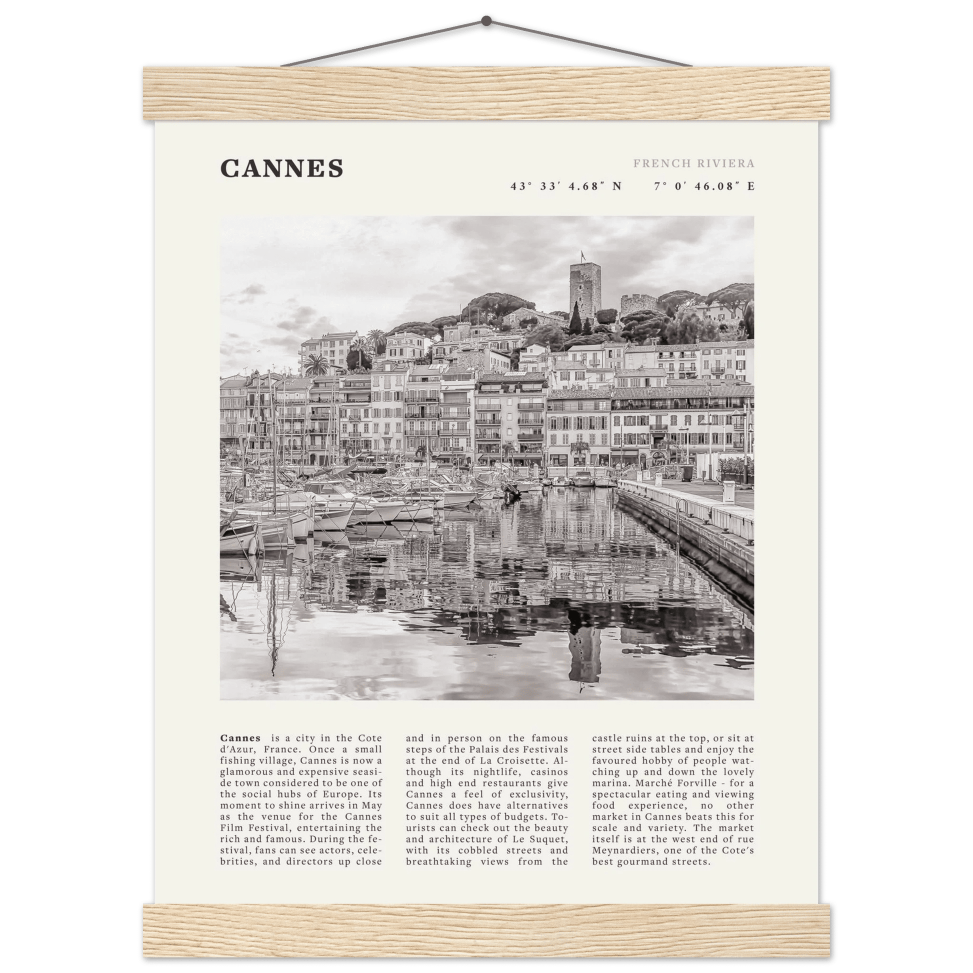 Cannes Poster | Black & White French Riviera Wall Art | France Travel Print - Evergreen Posters