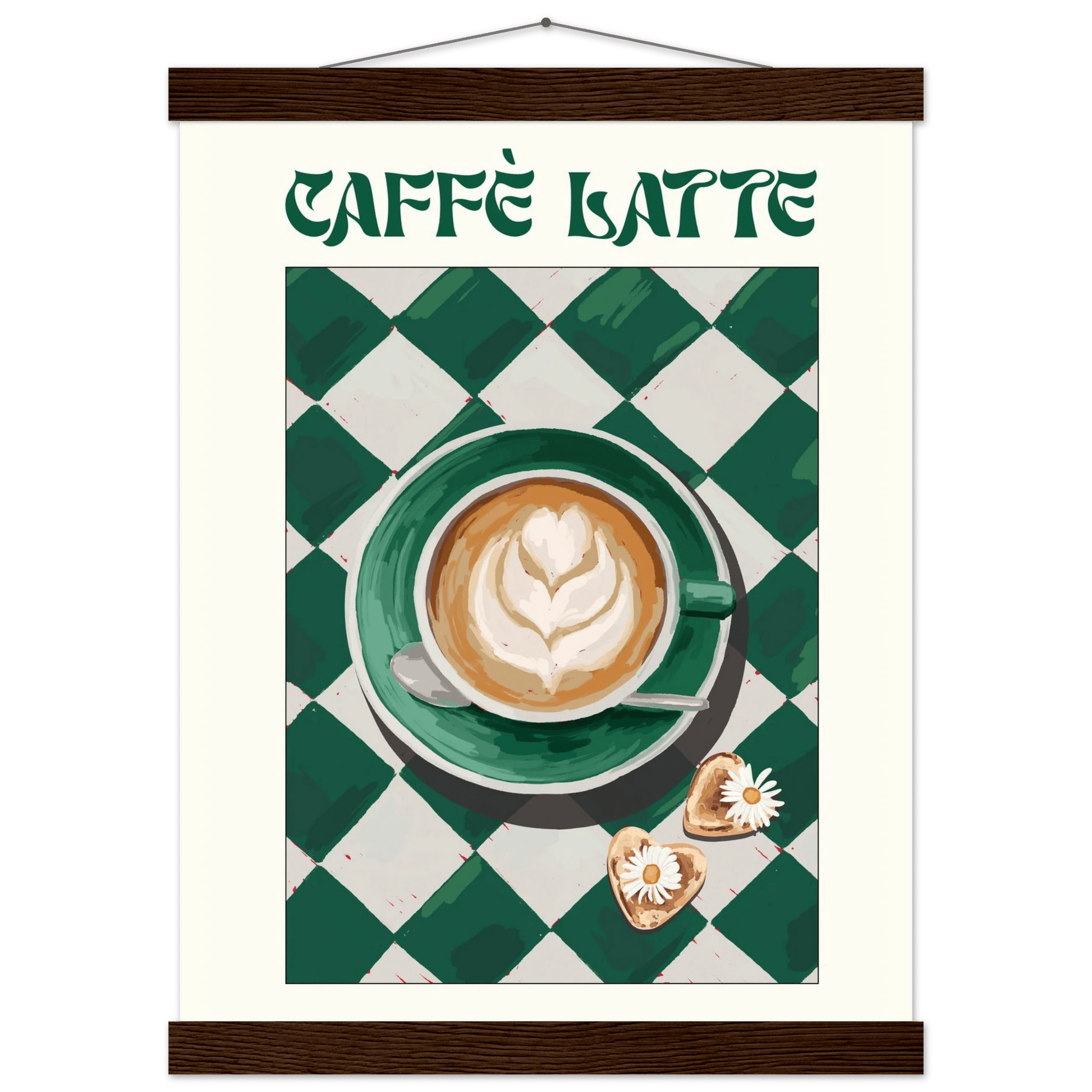Caffè Latte Poster – Playful Coffee Kitchen Wall Art Print (Digital & Printed Options) - Evergreen Posters