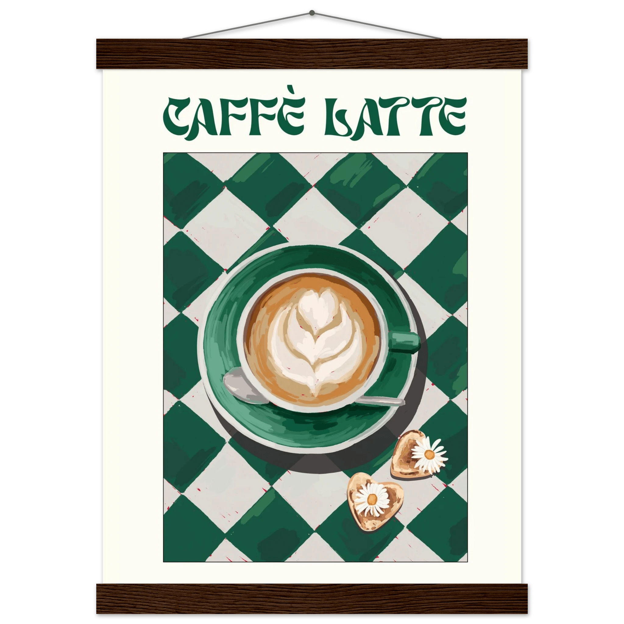 Caffè Latte Poster – Playful Coffee Kitchen Wall Art Print (Digital & Printed Options) - Evergreen Posters