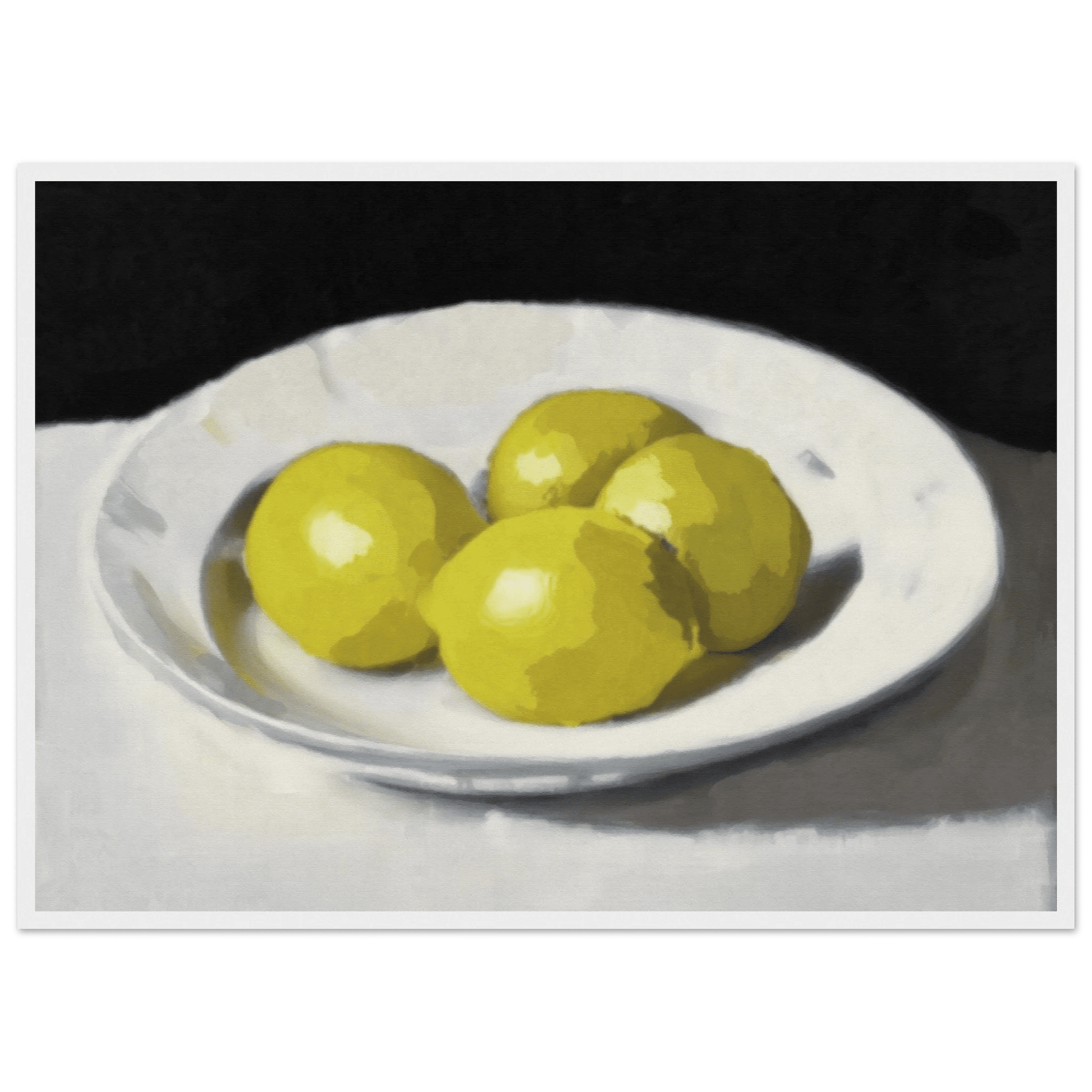 Lemons Print | Three Lemons Oil Painting Wall Art | Kitchen Still Life Poster - Evergreen Posters