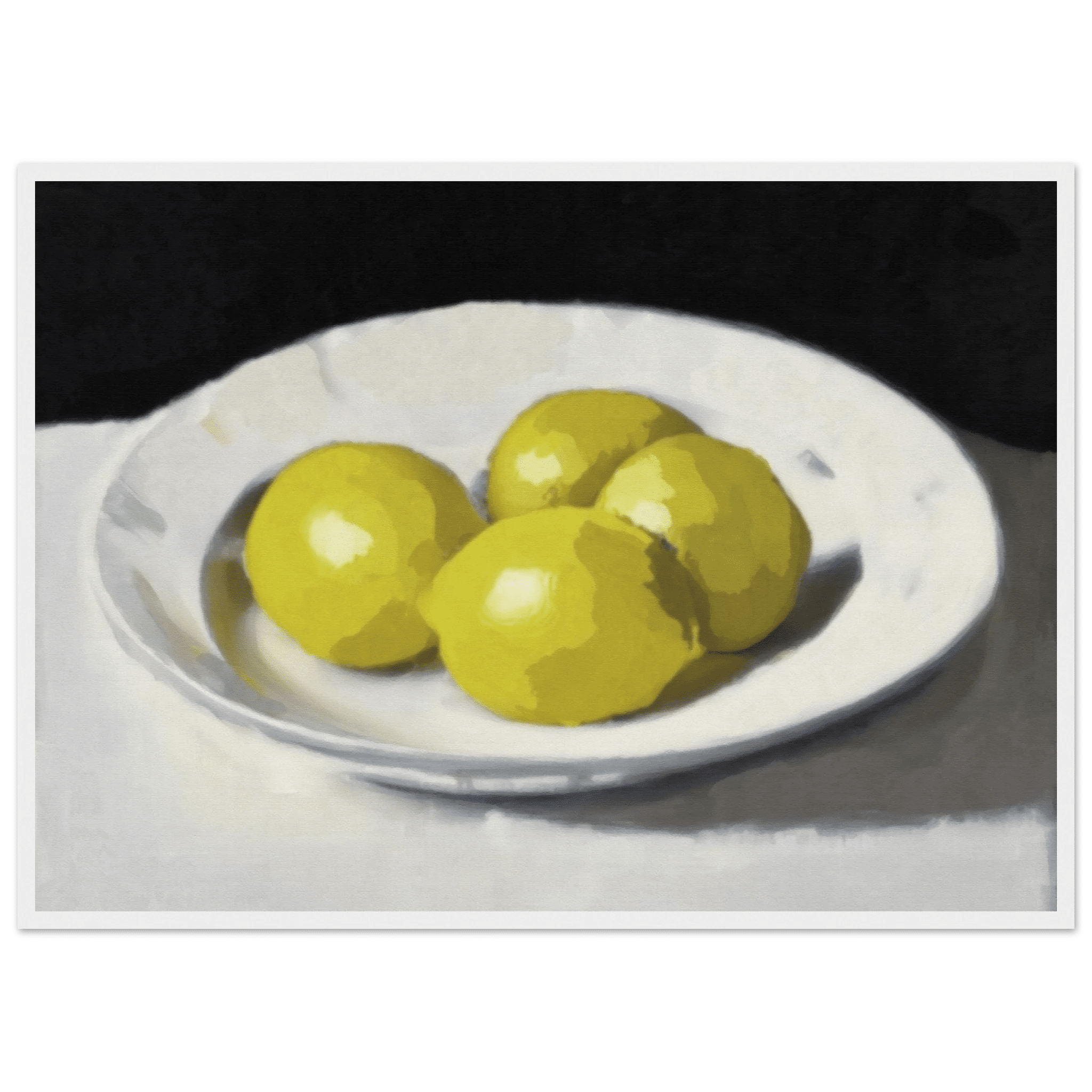 Lemons Print | Three Lemons Oil Painting Wall Art | Kitchen Still Life Poster - Evergreen Posters
