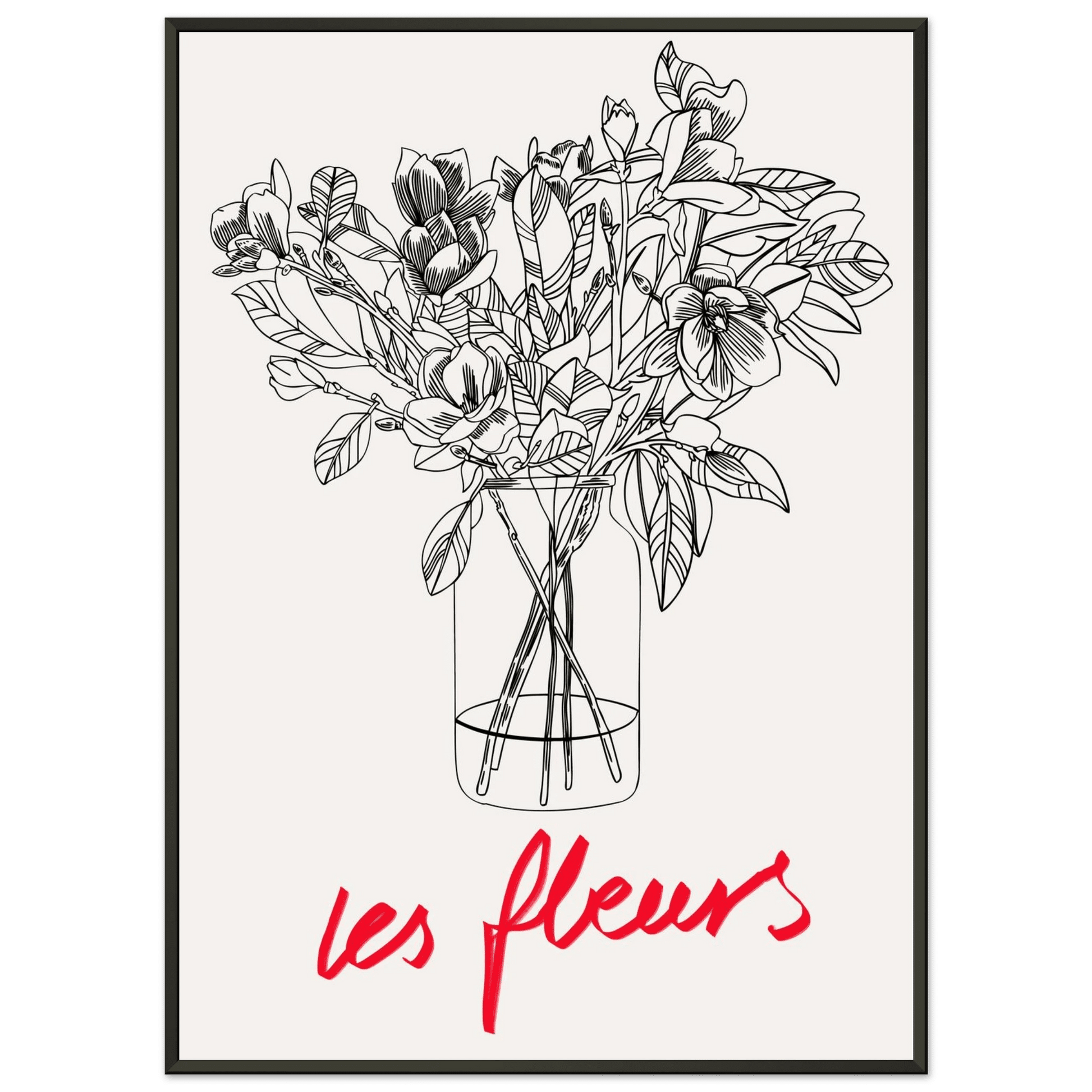 Les Fleurs Botanical Poster | French Flower Line Art Print | Minimalist Floral Wall Decor - Evergreen Posters