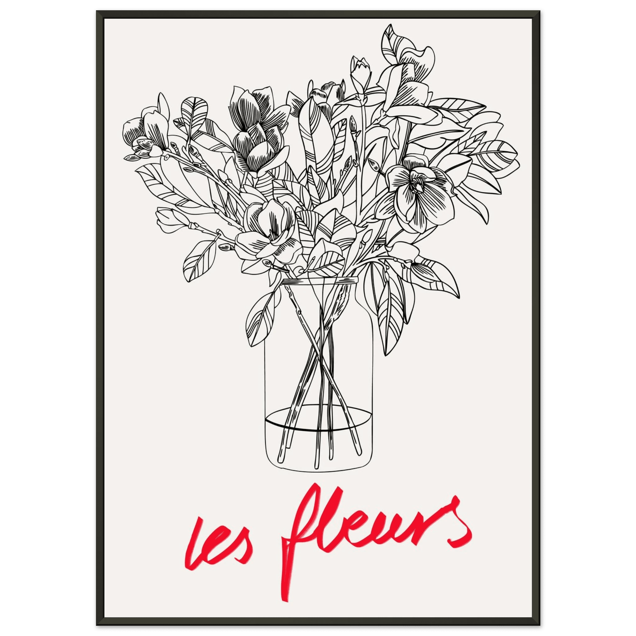 Les Fleurs Botanical Poster | French Flower Line Art Print | Minimalist Floral Wall Decor - Evergreen Posters