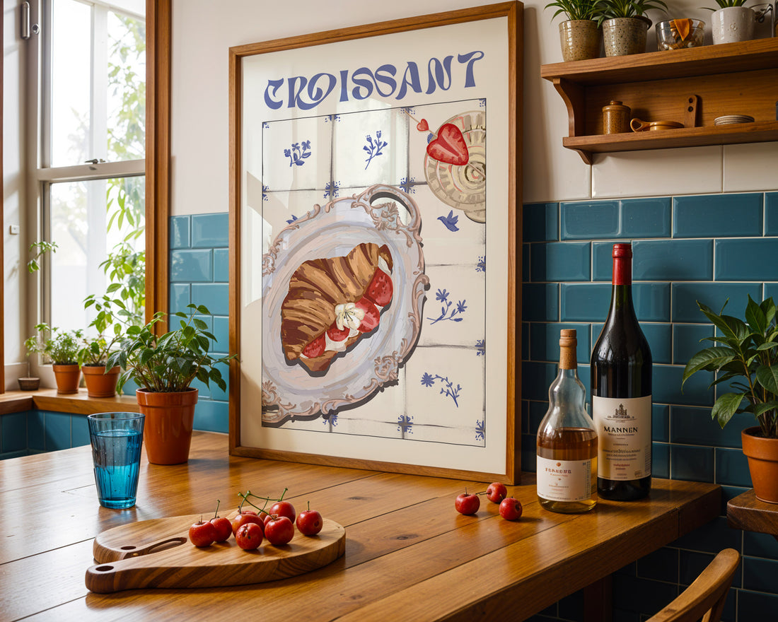Croissant Poster – Charming French Breakfast Kitchen Wall Art Print (Digital & Printed Options) - Evergreen Posters