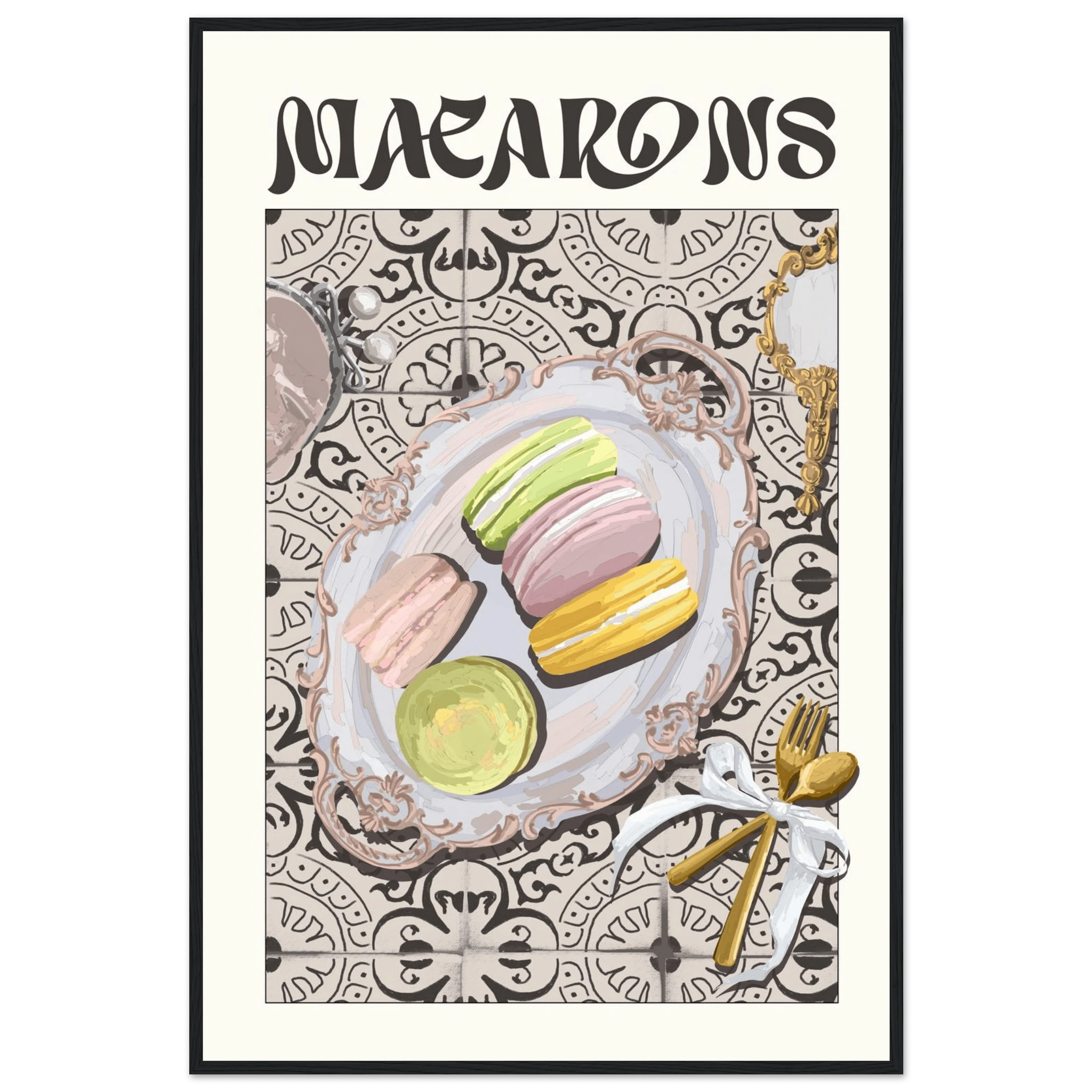 Macarons Poster – Playful French Patisserie Kitchen Wall Art Print (Digital & Printed Options) - Evergreen Posters