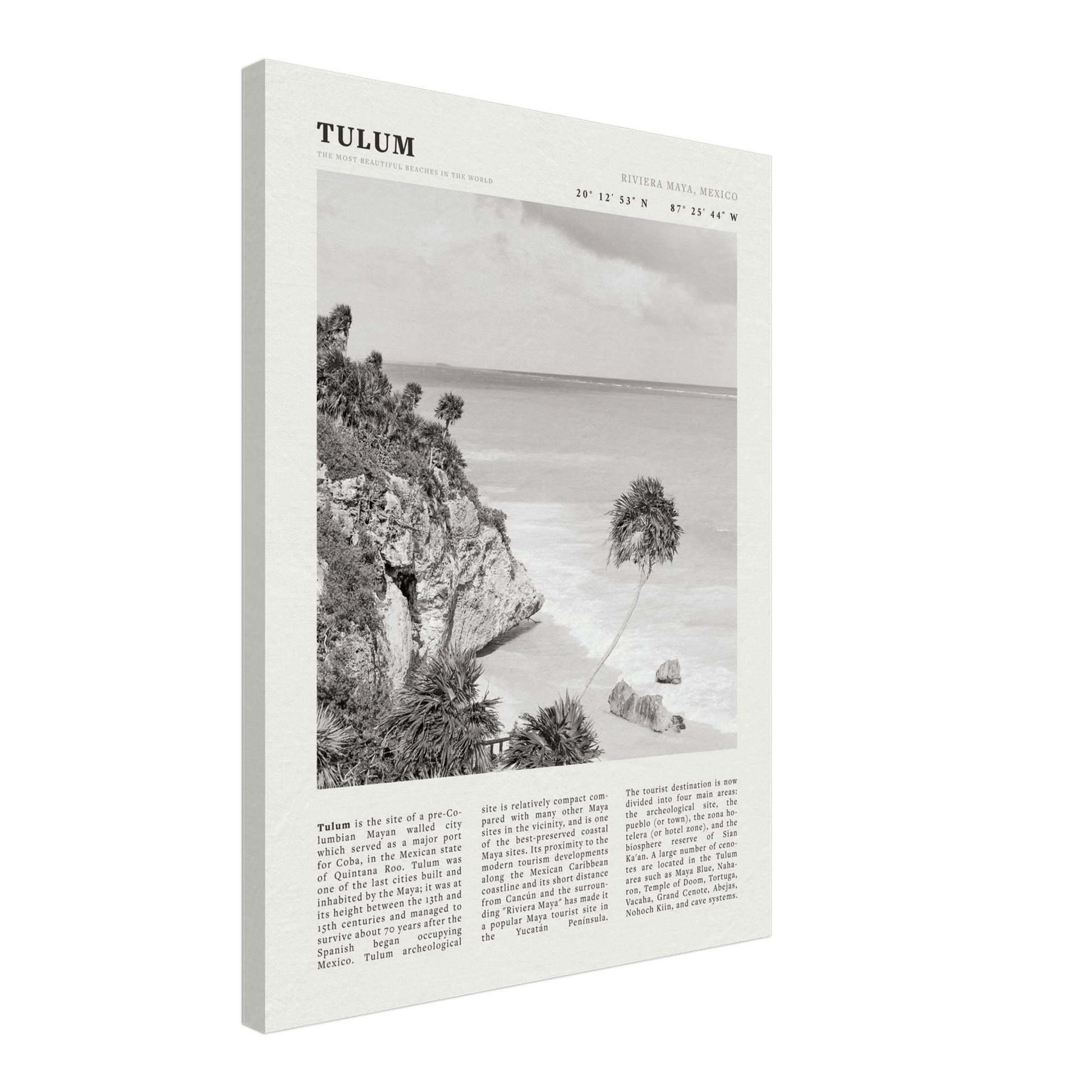 Tulum Poster | Black & White Riviera Maya Mexico Wall Art | Beach Travel Print - Evergreen Posters