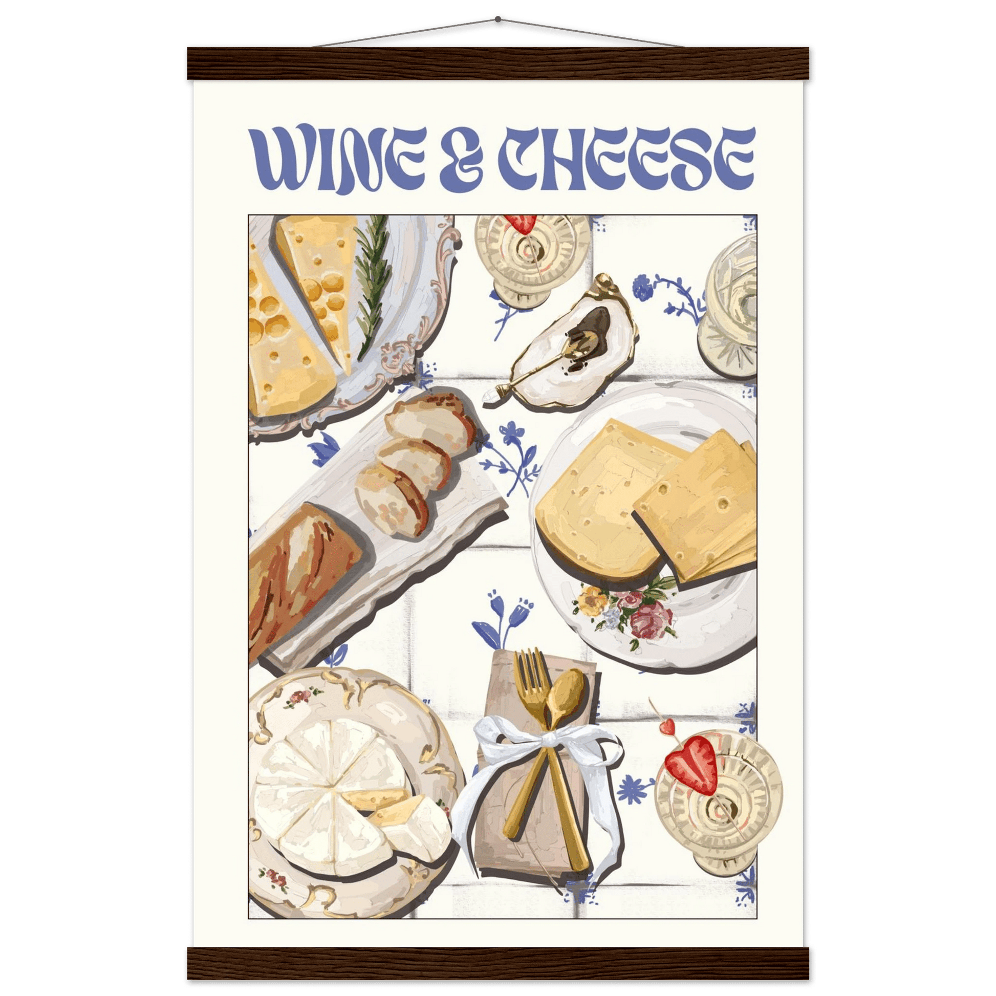 Wine & Cheese Poster – Elegant Kitchen & Dining Wall Art Print (Digital & Printed Options) - Evergreen Posters