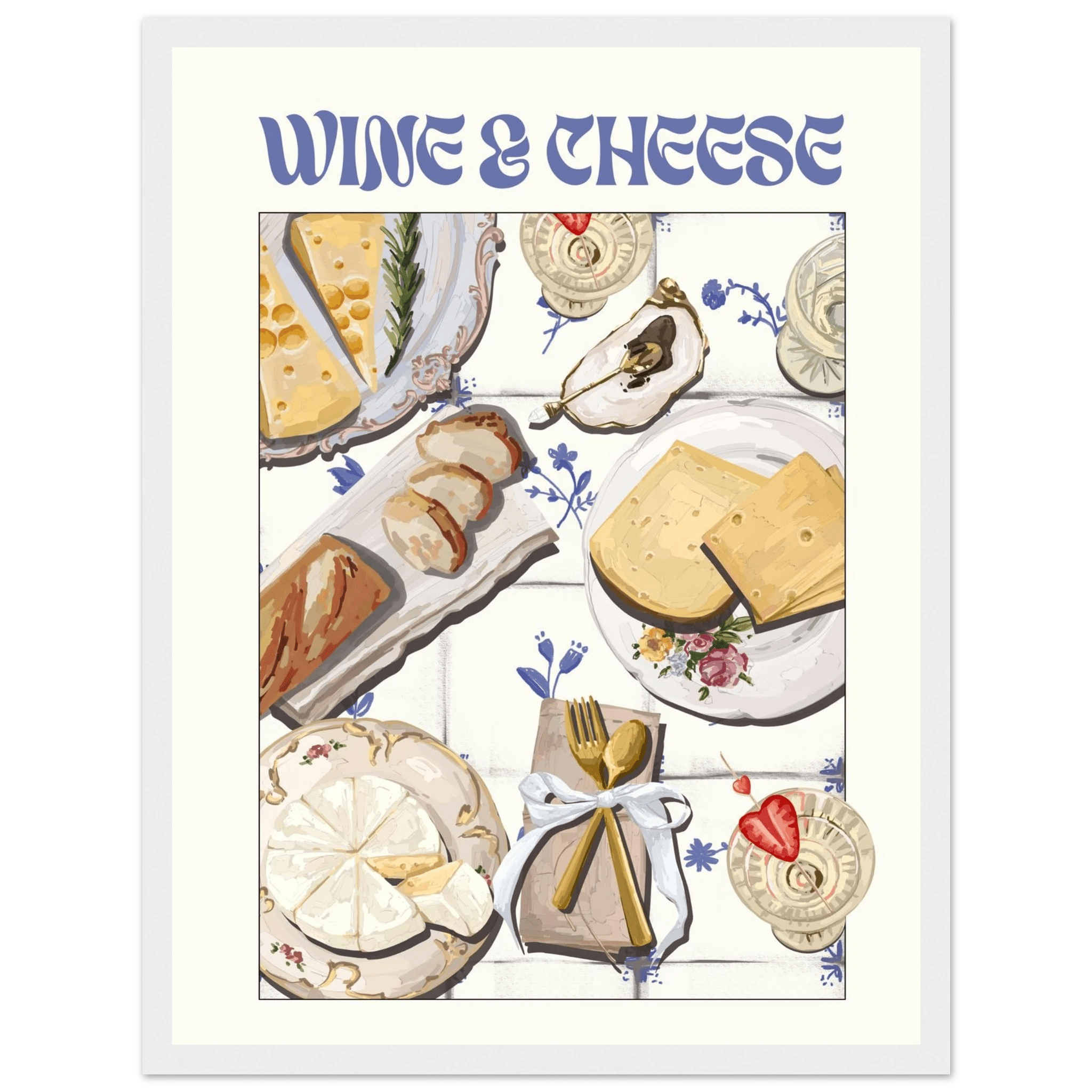 Wine & Cheese Poster – Elegant Kitchen & Dining Wall Art Print (Digital & Printed Options) - Evergreen Posters