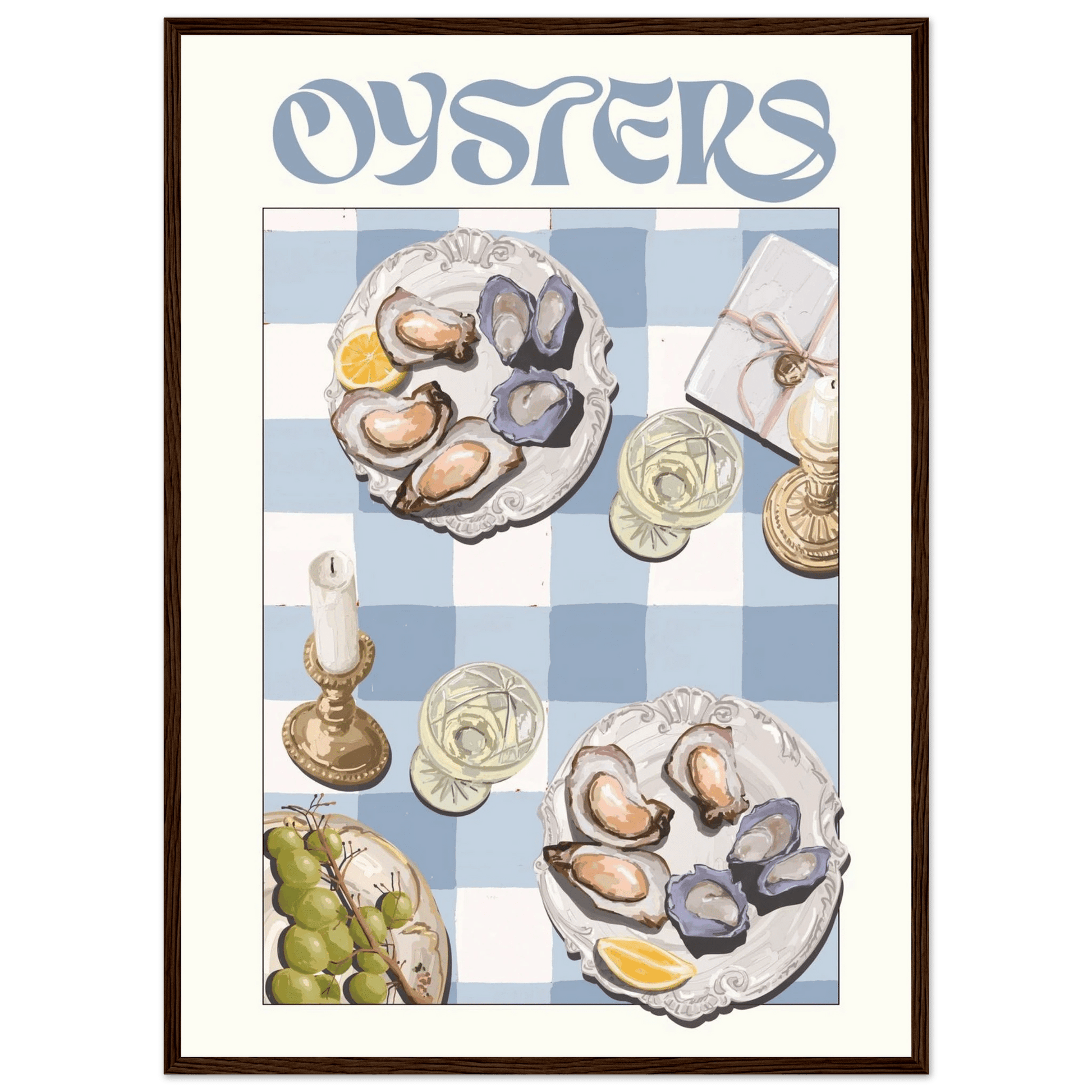 Oysters Poster – Playful Seafood Kitchen Wall Art Print (Digital & Printed Options) - Evergreen Posters
