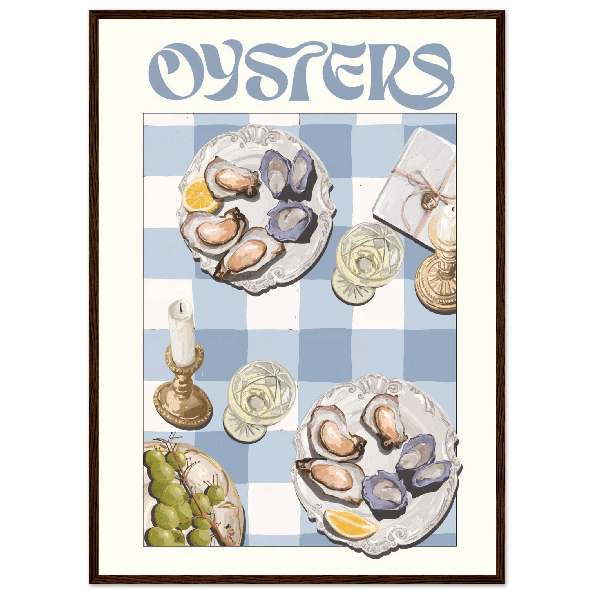 Oysters Poster – Playful Seafood Kitchen Wall Art Print (Digital & Printed Options) - Evergreen Posters