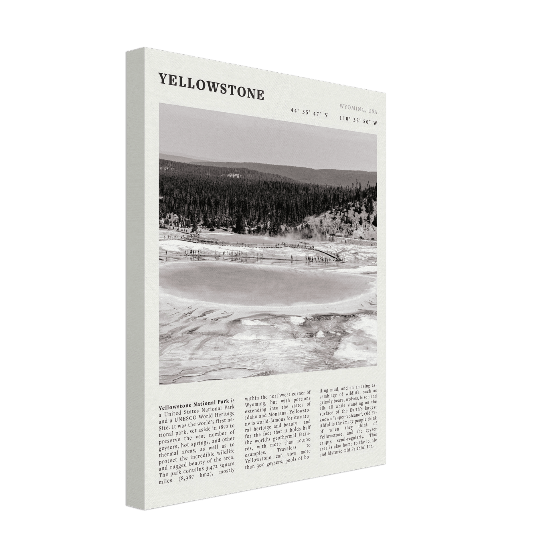 Yellowstone Poster | Black & White Grand Prismatic Spring Wall Art | WY Print - Evergreen Posters