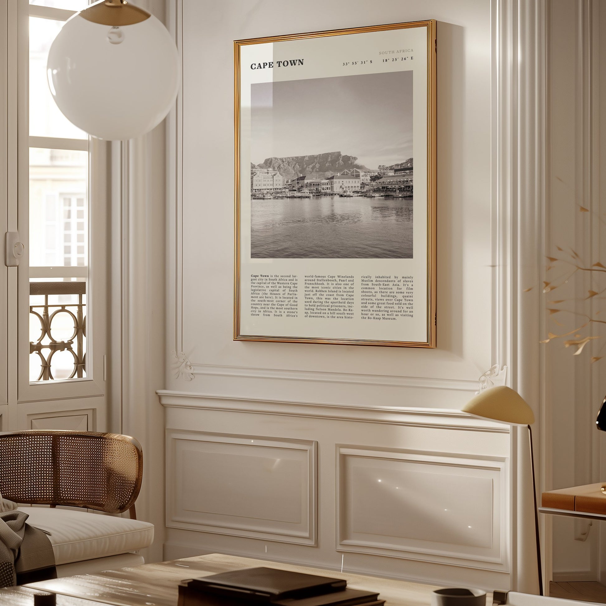 Cape Town Poster | Black & White Table Mountain Wall Art | South Africa Travel Print - Evergreen Posters