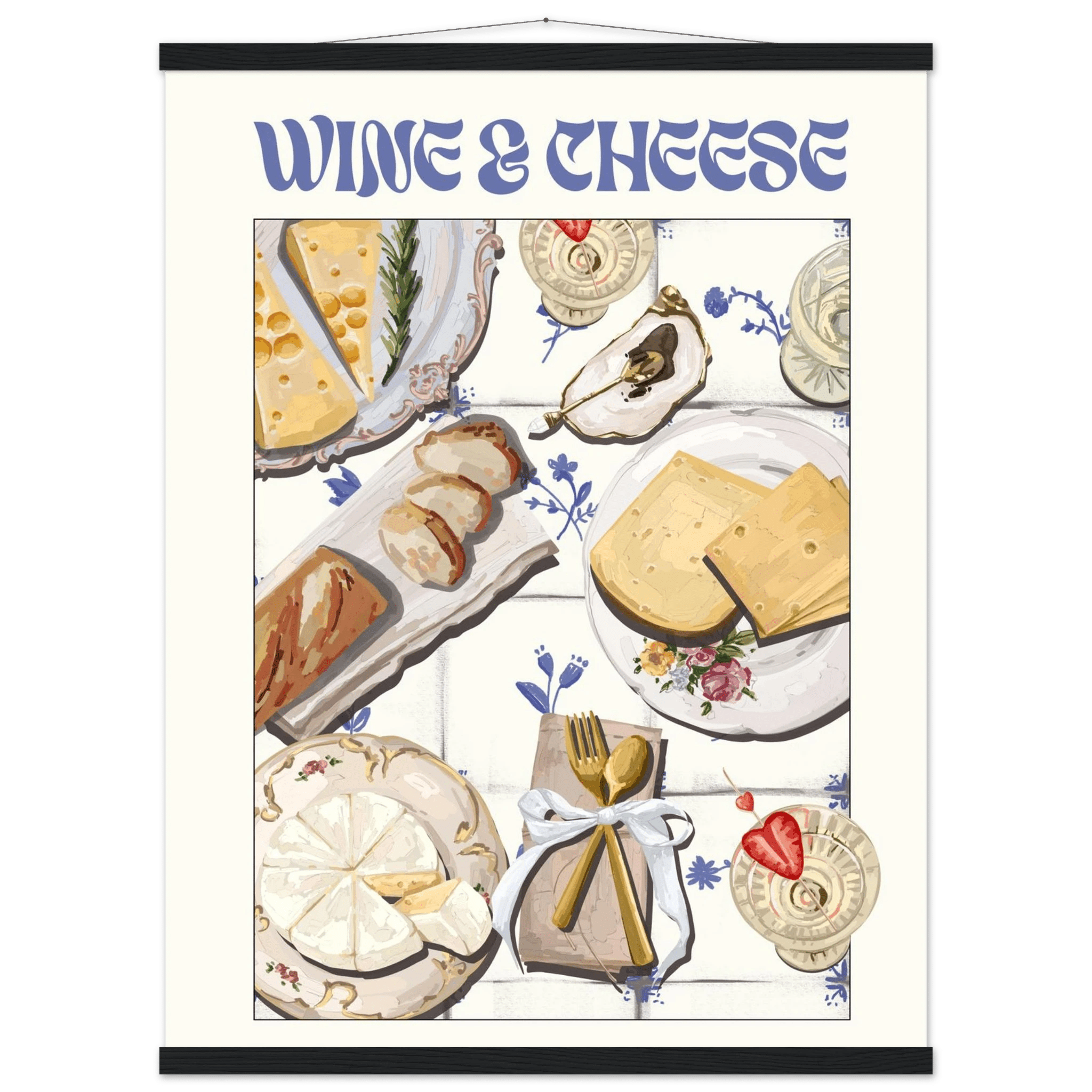 Wine & Cheese Poster – Elegant Kitchen & Dining Wall Art Print (Digital & Printed Options) - Evergreen Posters