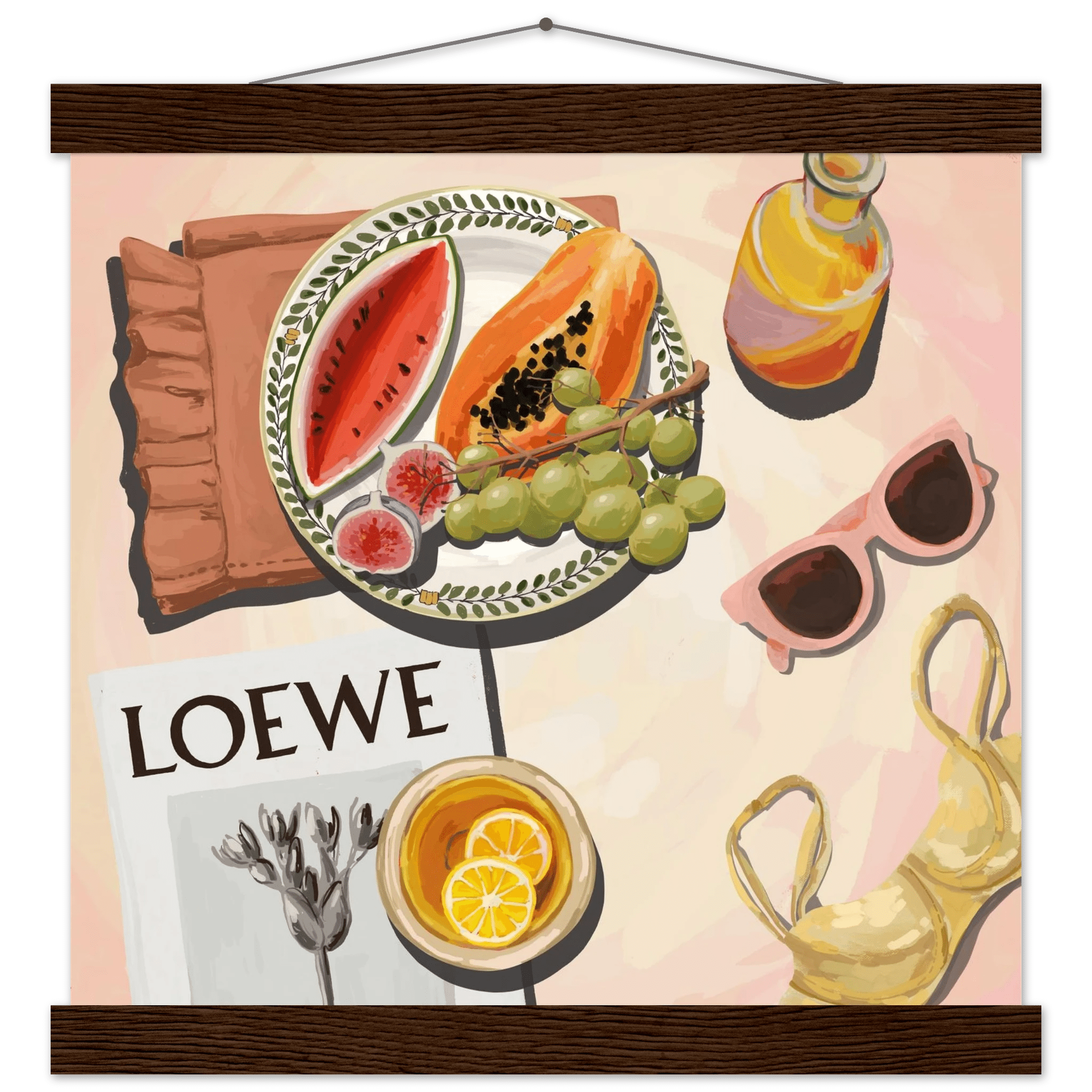 Loewe Summer Fruits Poster | Dopamine Decor Food Wall Art | Pastel Square Kitchen Print - Evergreen Posters - 25
