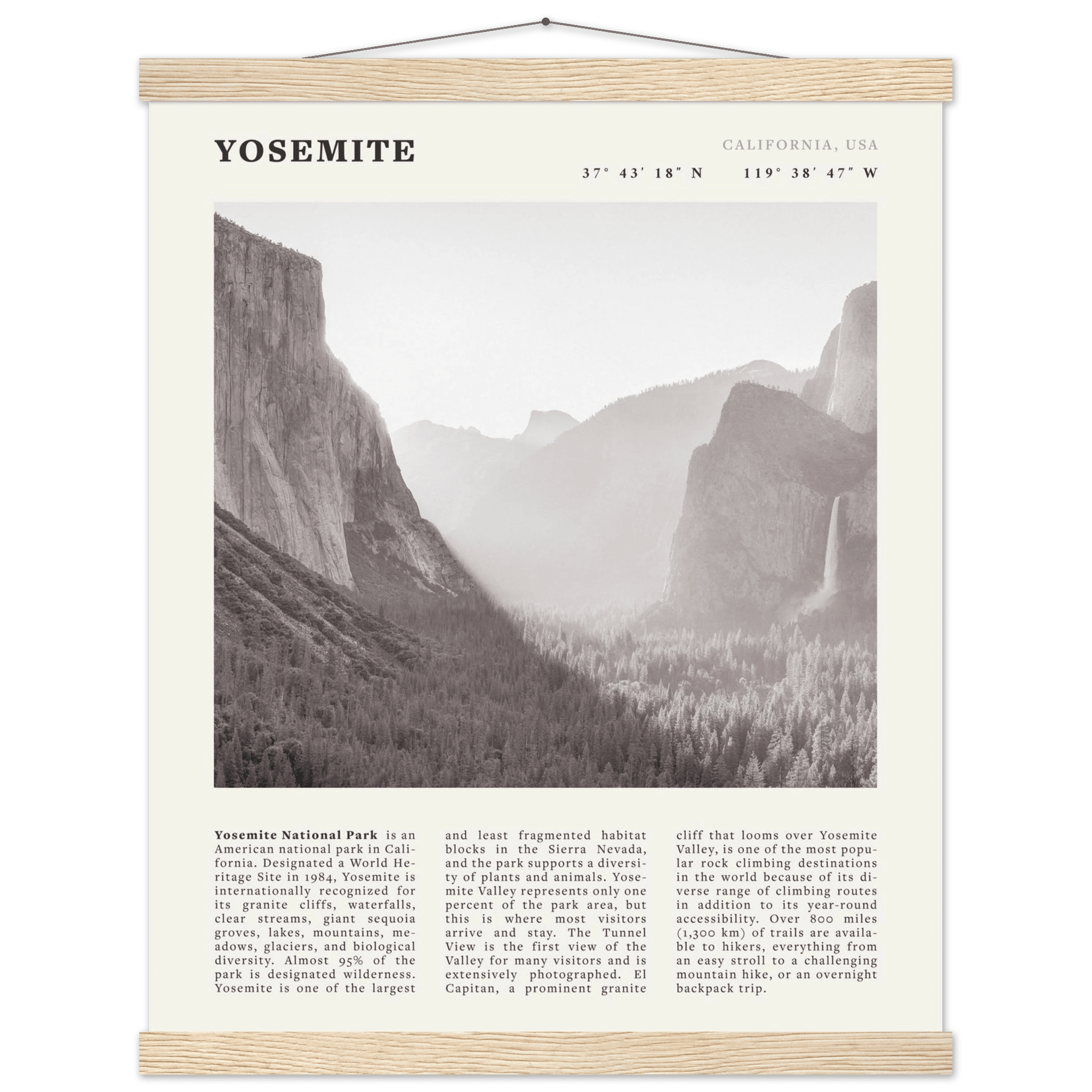 Yosemite Poster | Black & White National Park Wall Art | California Nature Print - Evergreen Posters