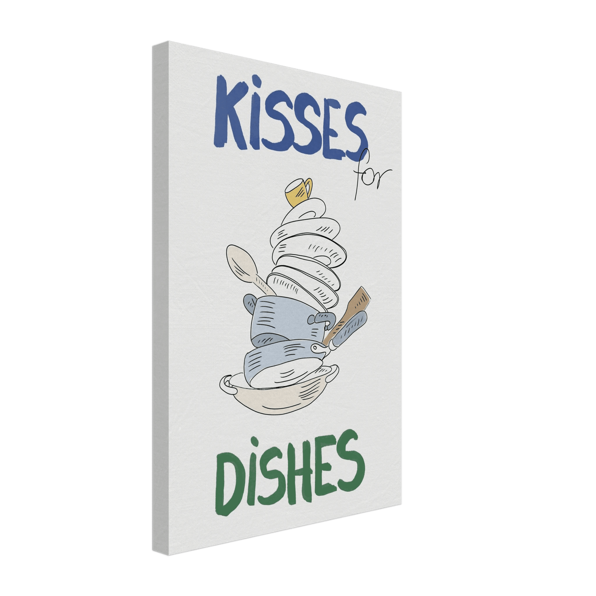 Kisses for Dishes Poster – Funny Kitchen Wall Art Print (Digital & Printed Options) - Evergreen Posters