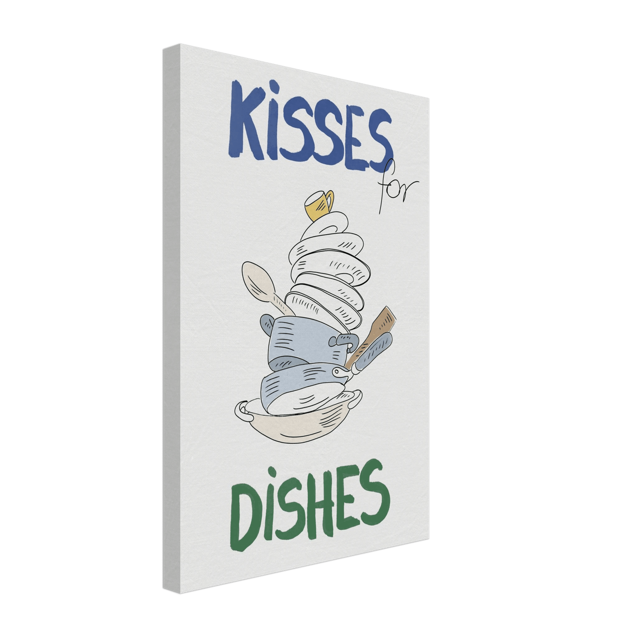 Kisses for Dishes Poster – Funny Kitchen Wall Art Print (Digital & Printed Options) - Evergreen Posters