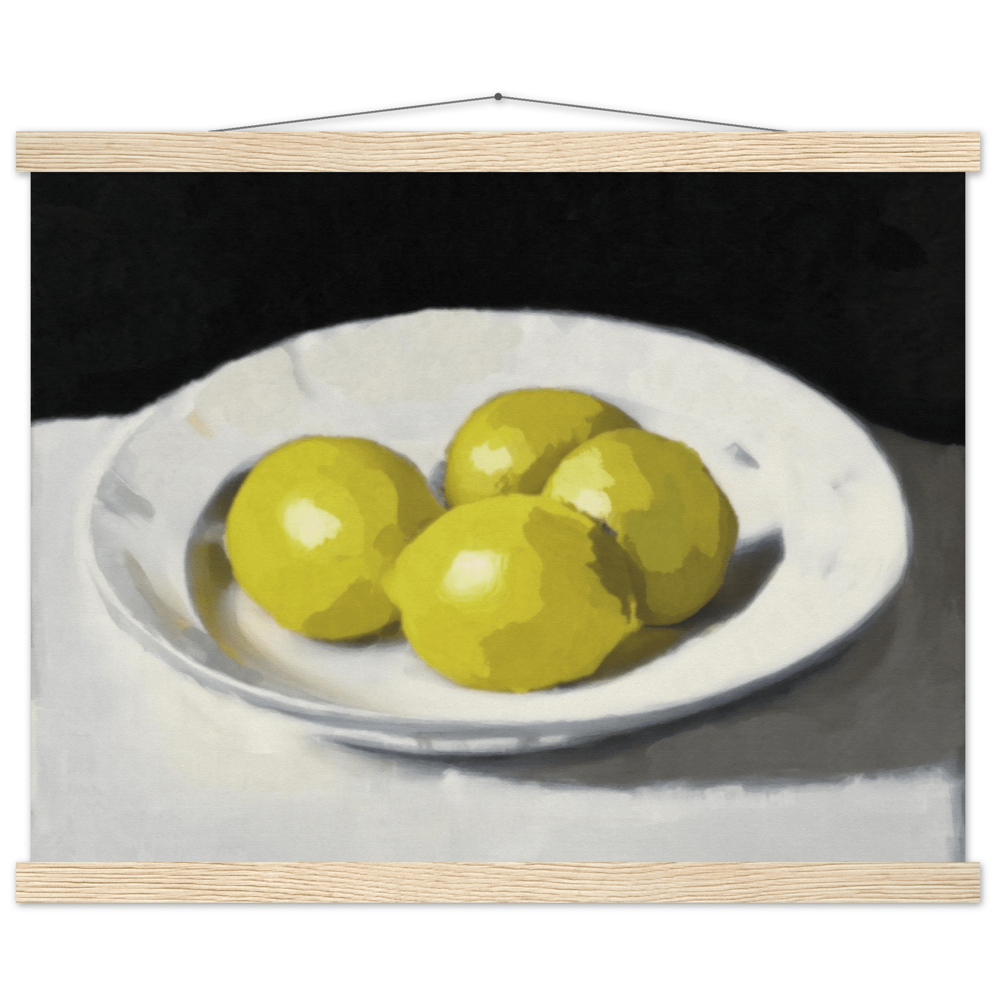 Lemons Print | Three Lemons Oil Painting Wall Art | Kitchen Still Life Poster - Evergreen Posters