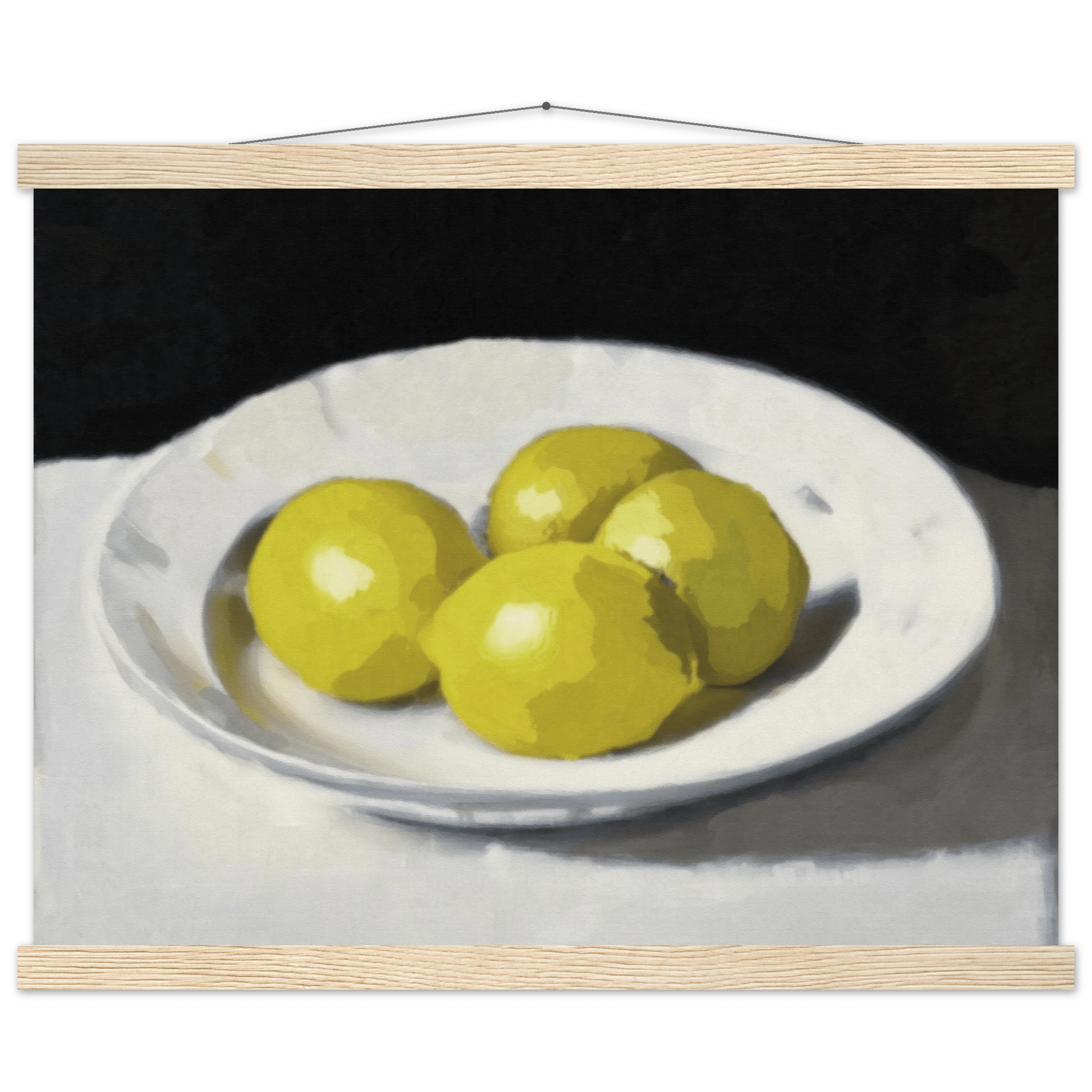 Lemons Print | Three Lemons Oil Painting Wall Art | Kitchen Still Life Poster - Evergreen Posters