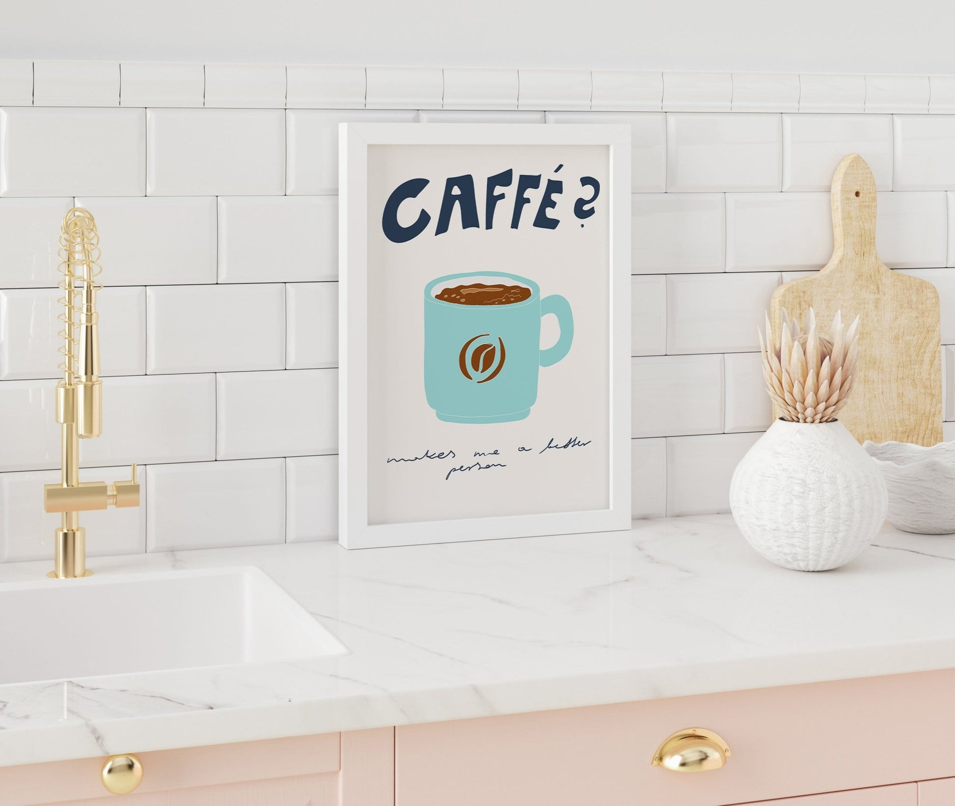 Caffé Makes Me a Better Person Poster – Cozy Coffee Kitchen Wall Art Print (Digital & Printed Options) - Evergreen Posters