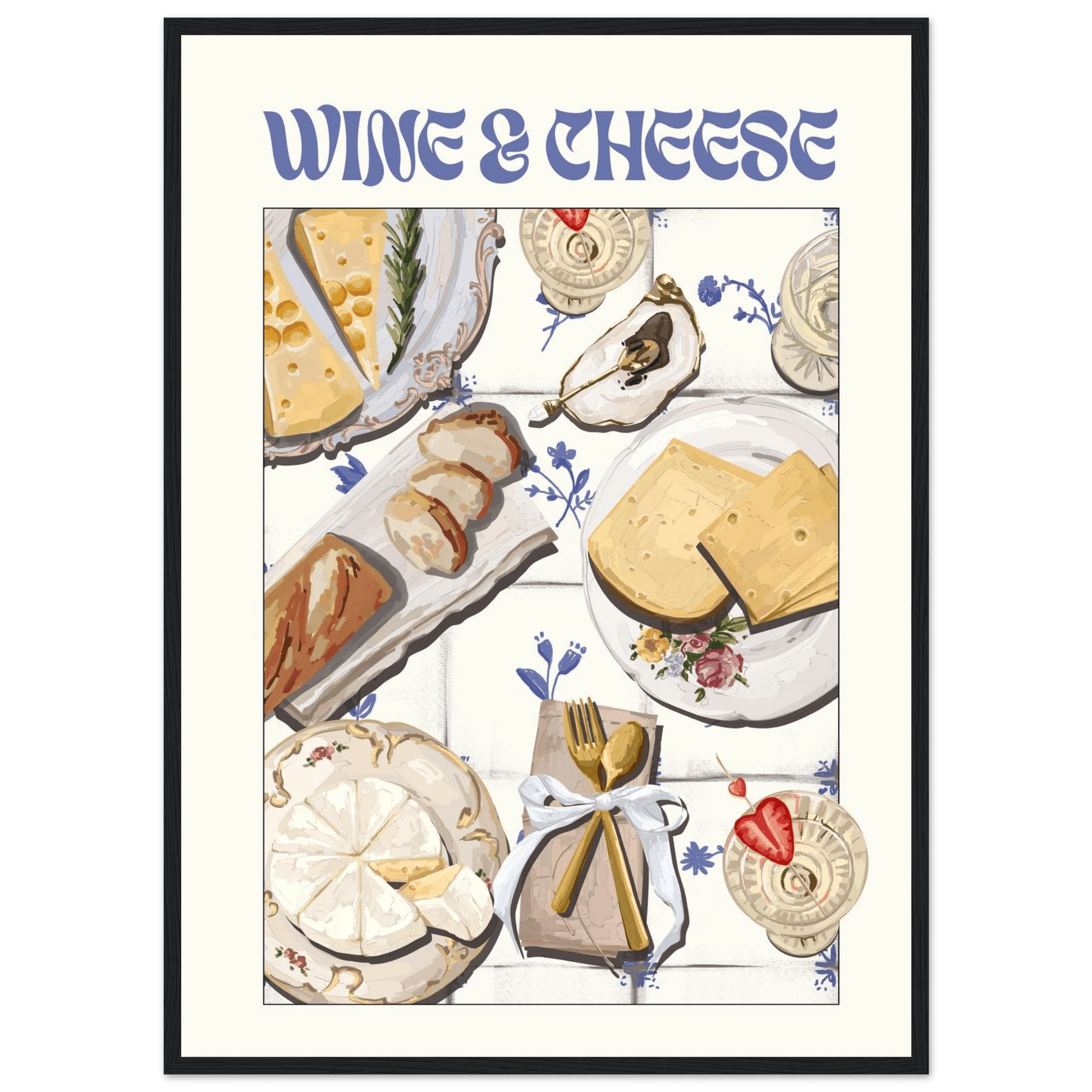 Wine & Cheese Poster – Elegant Kitchen & Dining Wall Art Print (Digital & Printed Options) - Evergreen Posters