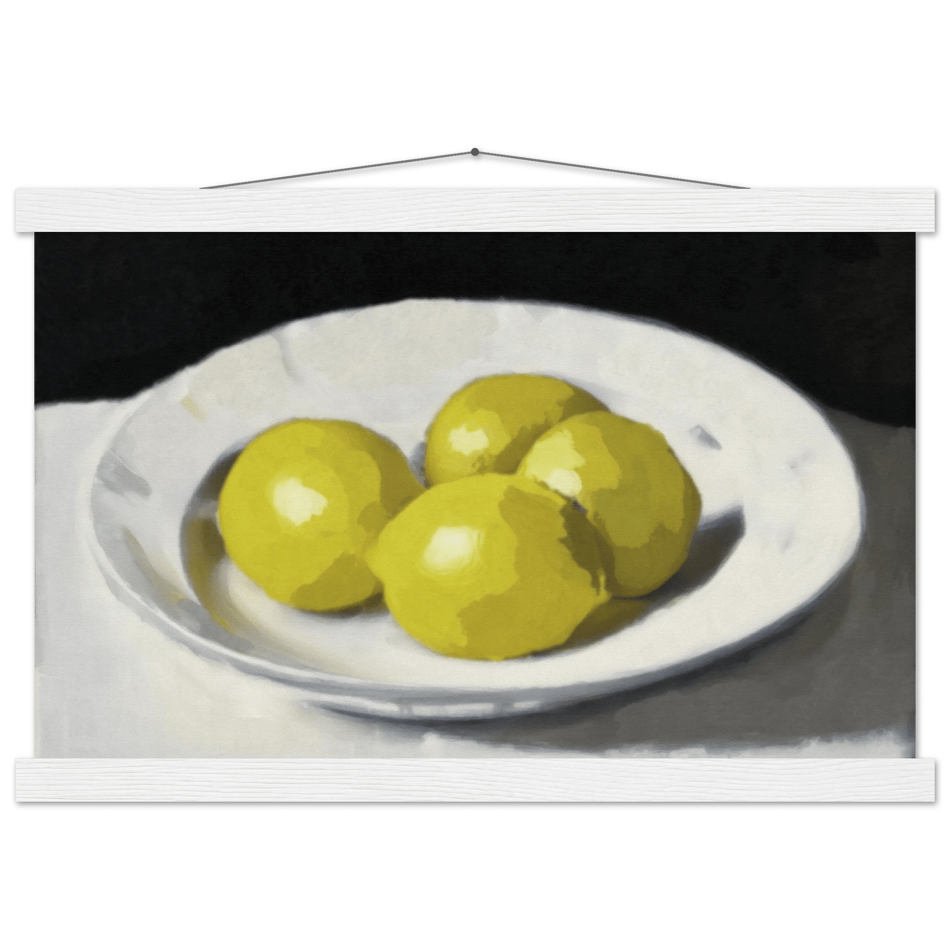 Lemons Print | Three Lemons Oil Painting Wall Art | Kitchen Still Life Poster - Evergreen Posters