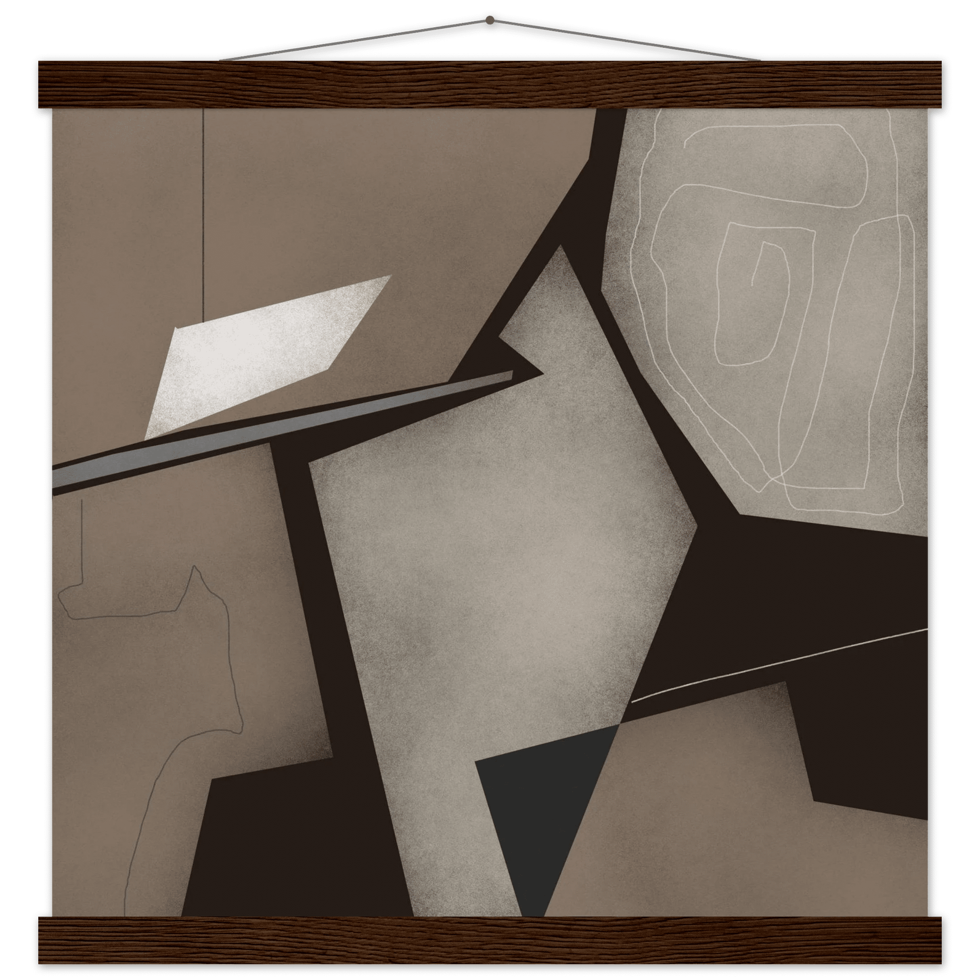 Taupe & Black Geometric Abstract Poster | Modern Square Wall Art | Neutral Decor Print - Evergreen Posters