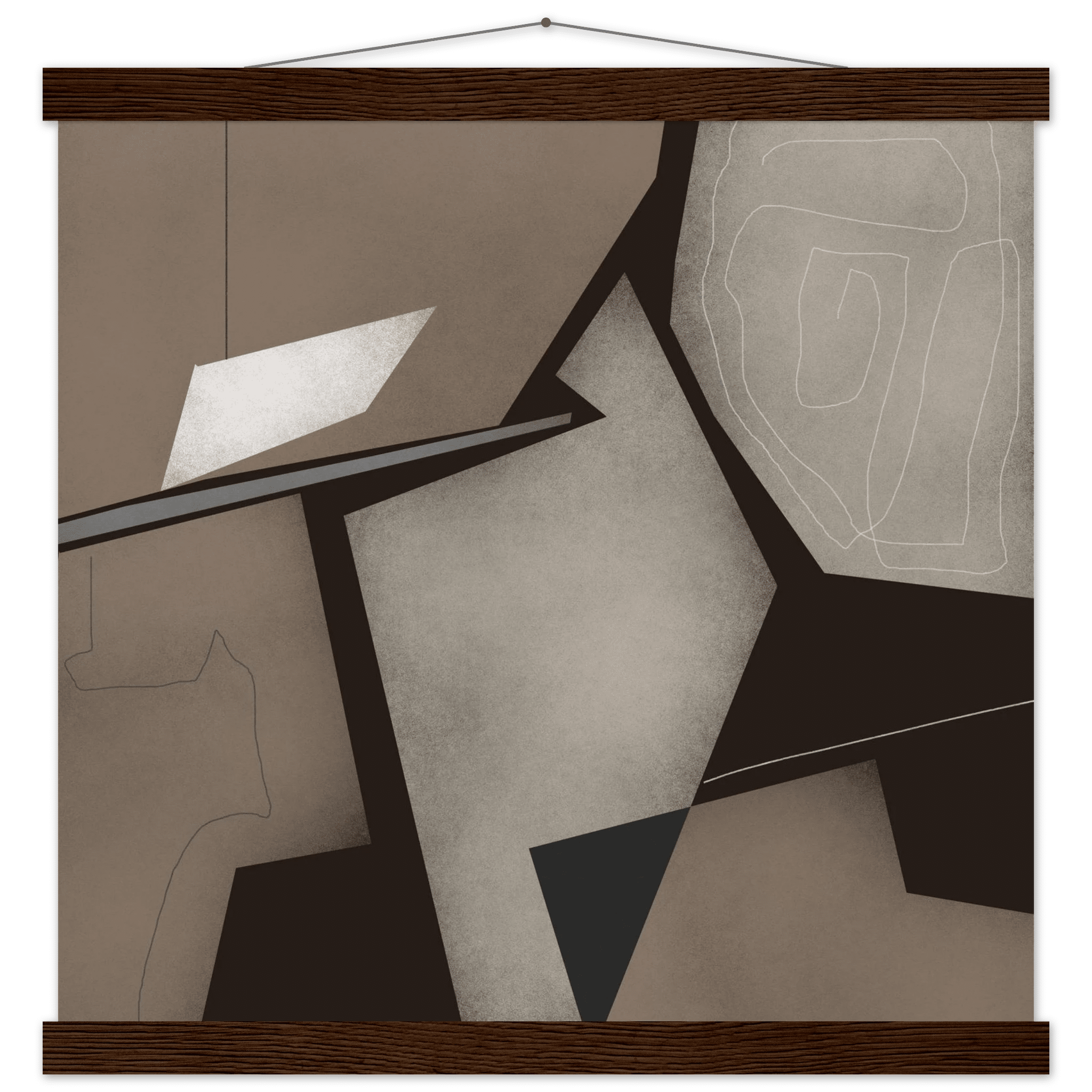 Taupe & Black Geometric Abstract Poster | Modern Square Wall Art | Neutral Decor Print - Evergreen Posters