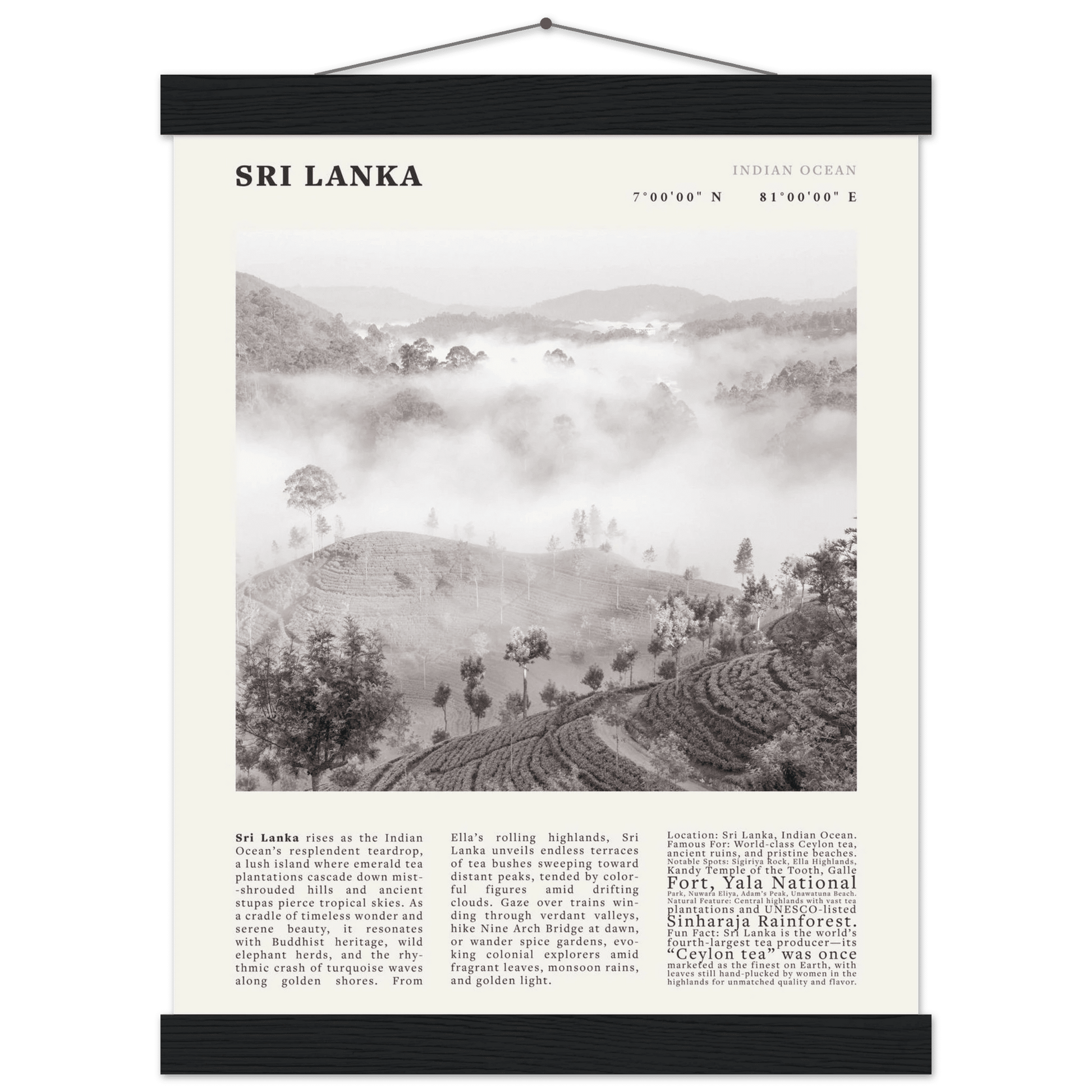Sri Lanka Poster Black and White – Vintage Ceylon Tea Plantation Print (Digital & Printed Options) - Evergreen Posters