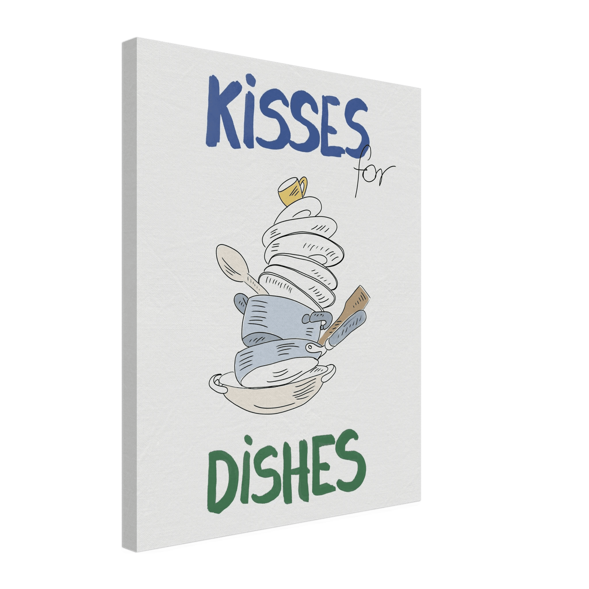 Kisses for Dishes Poster – Funny Kitchen Wall Art Print (Digital & Printed Options) - Evergreen Posters