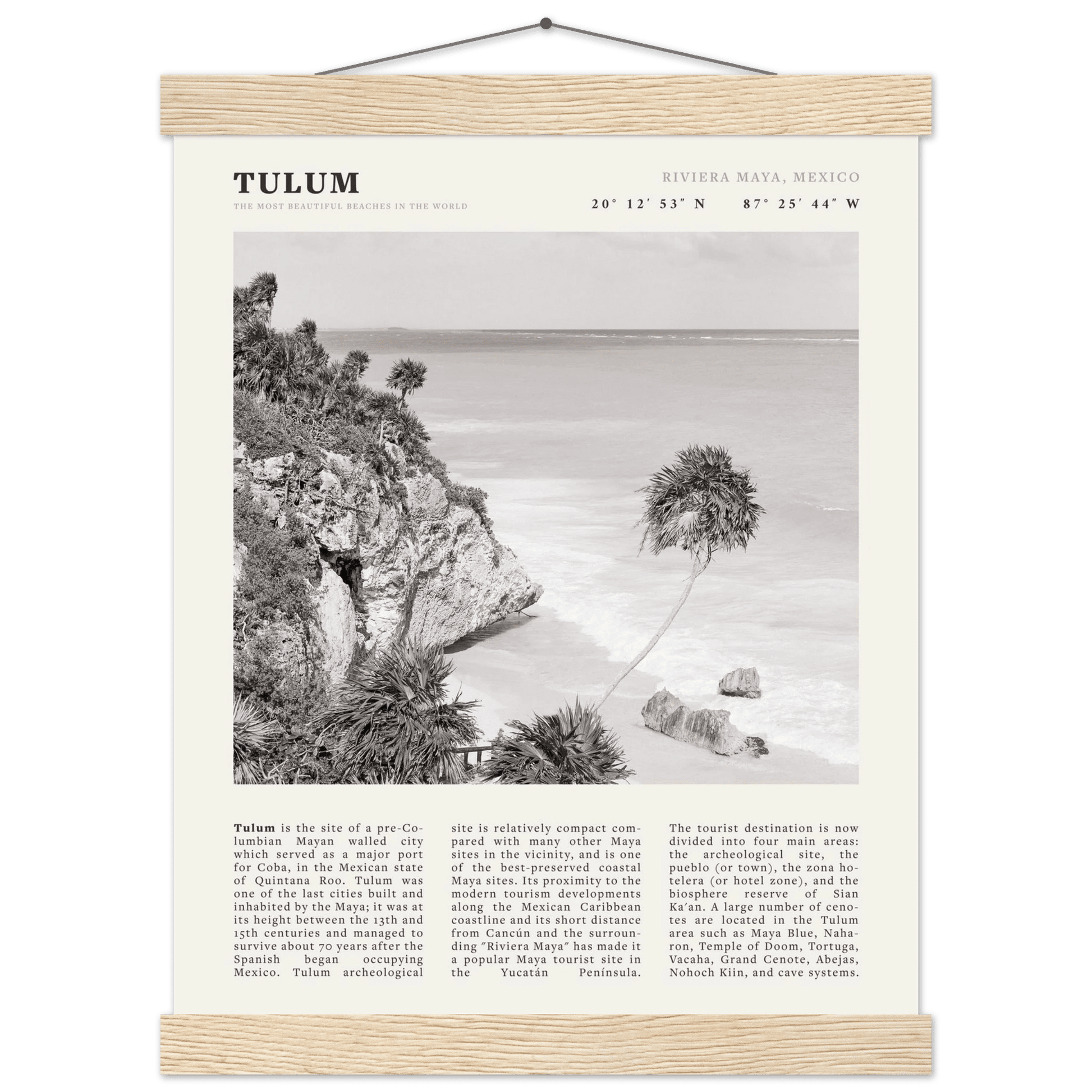 Tulum Poster | Black & White Riviera Maya Mexico Wall Art | Beach Travel Print - Evergreen Posters