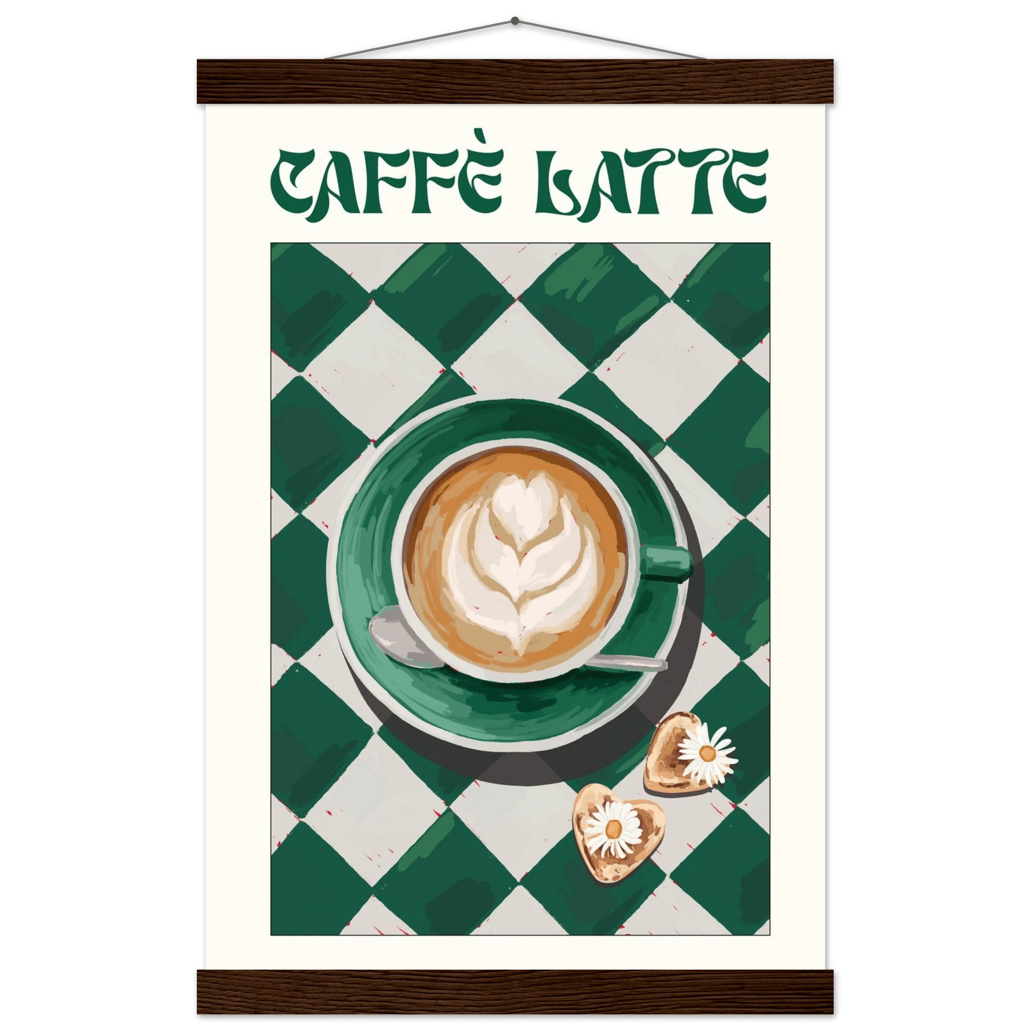 Caffè Latte Poster – Playful Coffee Kitchen Wall Art Print (Digital & Printed Options) - Evergreen Posters