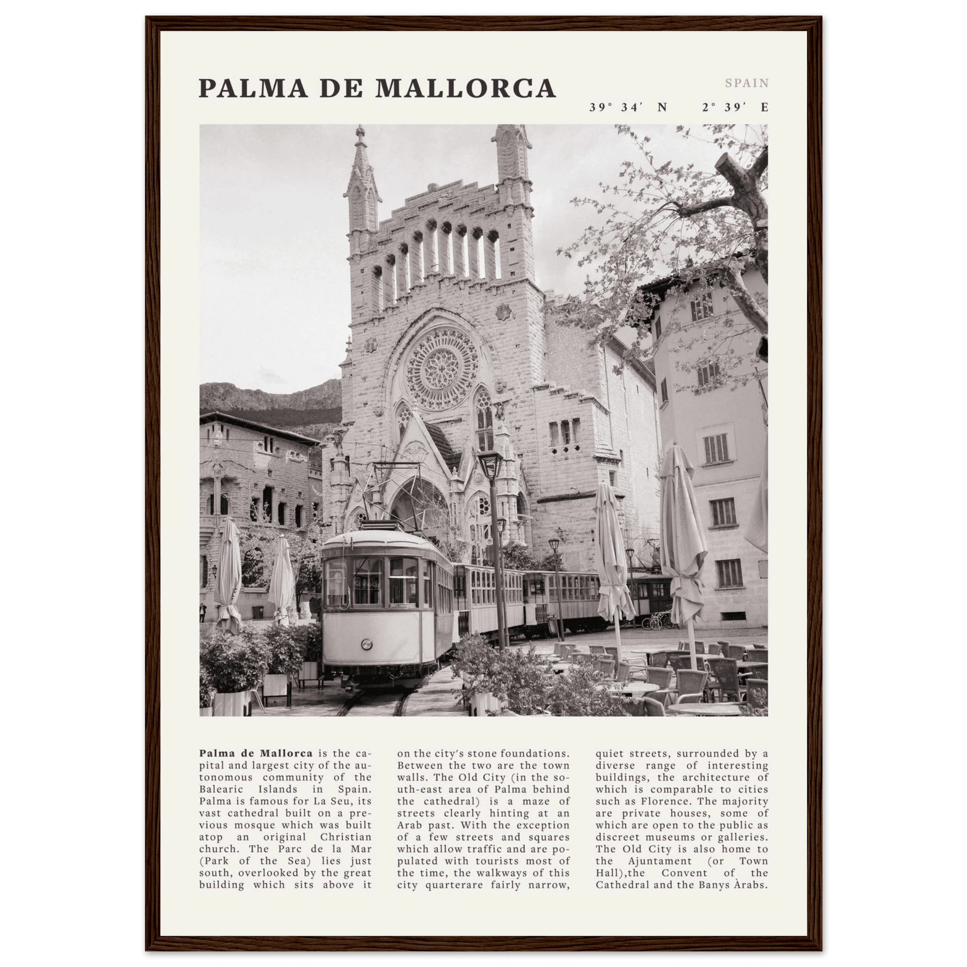 Palma de Mallorca Poster | Black & White Spain Wall Art | Travel Print | Mediterranean Decor - Evergreen Posters