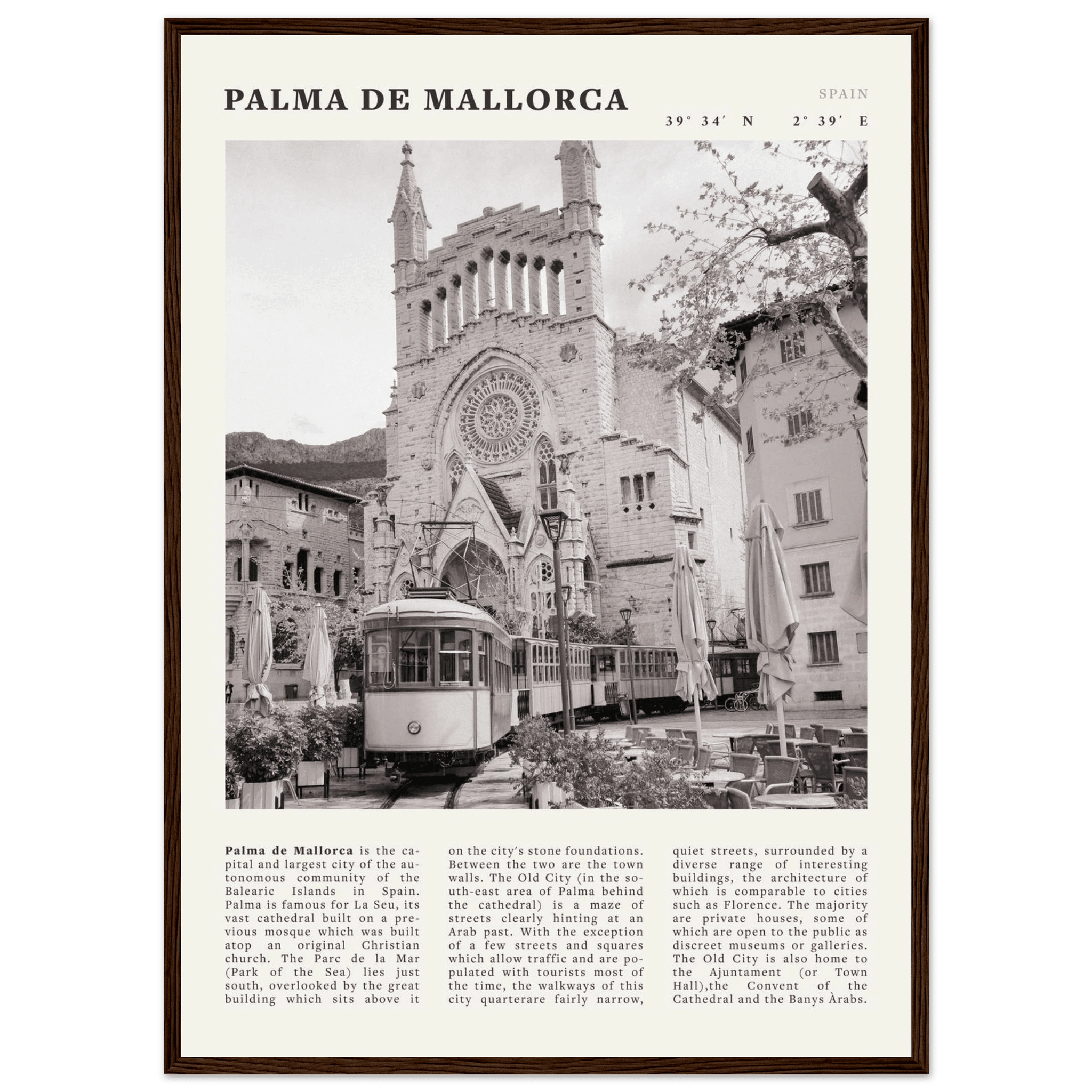 Palma de Mallorca Poster | Black & White Spain Wall Art | Travel Print | Mediterranean Decor - Evergreen Posters