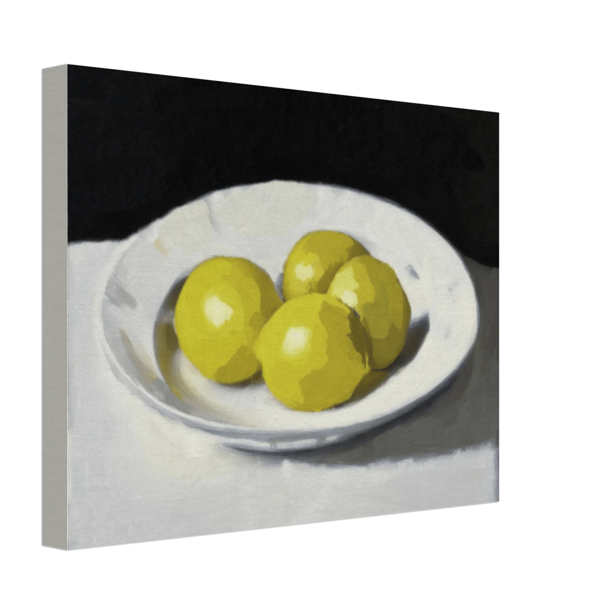 Lemons Print | Three Lemons Oil Painting Wall Art | Kitchen Still Life Poster - Evergreen Posters